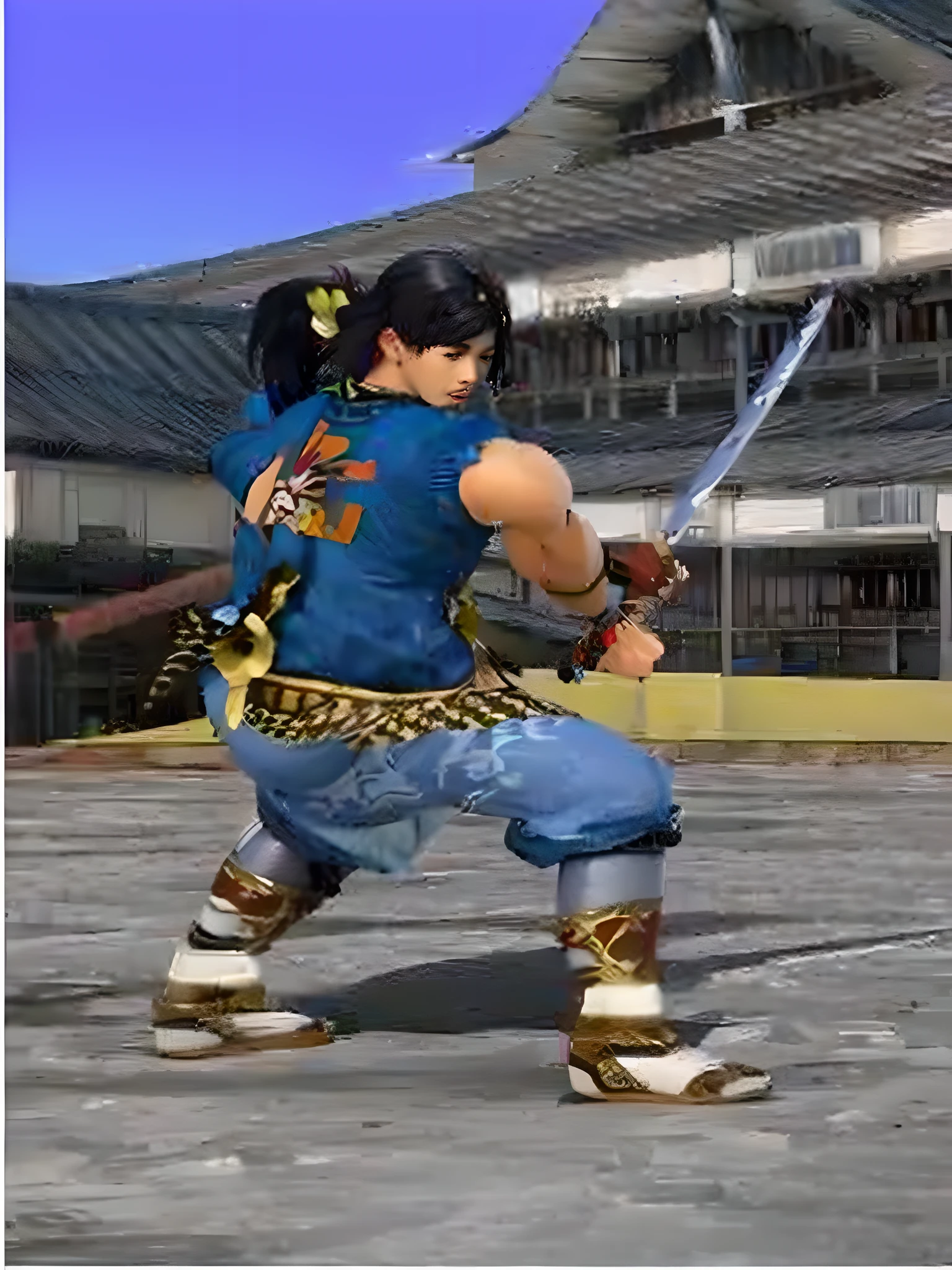 a close up of a person with a sword in a game, of virtua figther, fighting game character, shinkiro, Katana Zero video game character, As a character in Tekken, shinkiro toshiaki mori, shirow masamune, PSX game graphics, picture of an adult male warrior, yasuke 5 0 0 px models, Fighting stance