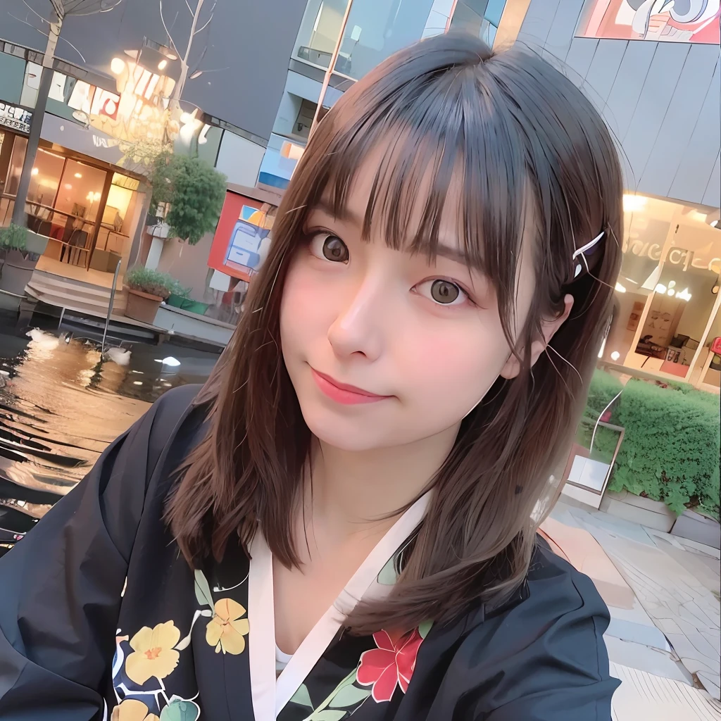 top-quality、超A high resolution、(photoRealstic:1.4)、)Night sky with fireworks 1.8) (One girl)(Girl looking up from a houseboat 1.5)(Super Big 1.7)Model body type Sophisticated body lines length hair (Bewitching red kimono)(Gorgeous golden pattern)Turn around and smile Embarrassed look Inviting eyes Popular Korean makeup Looking at the camera (Full Body Gravure 1.5)
