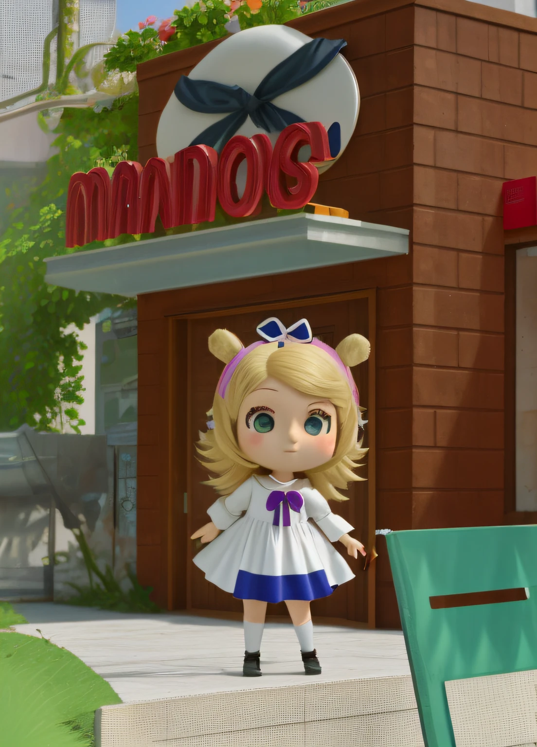 Close-up of cartoon girl in dress,Wearing a bow, render of a cute 3d anime girl, lunar themed attire, small curvaceous , Female protagonist 👀 :8, anime styled 3d, Stylized anime, render of april, lolidress, cel shaded pbr, madeline from celeste, lalafell, render of mirabel madrigal