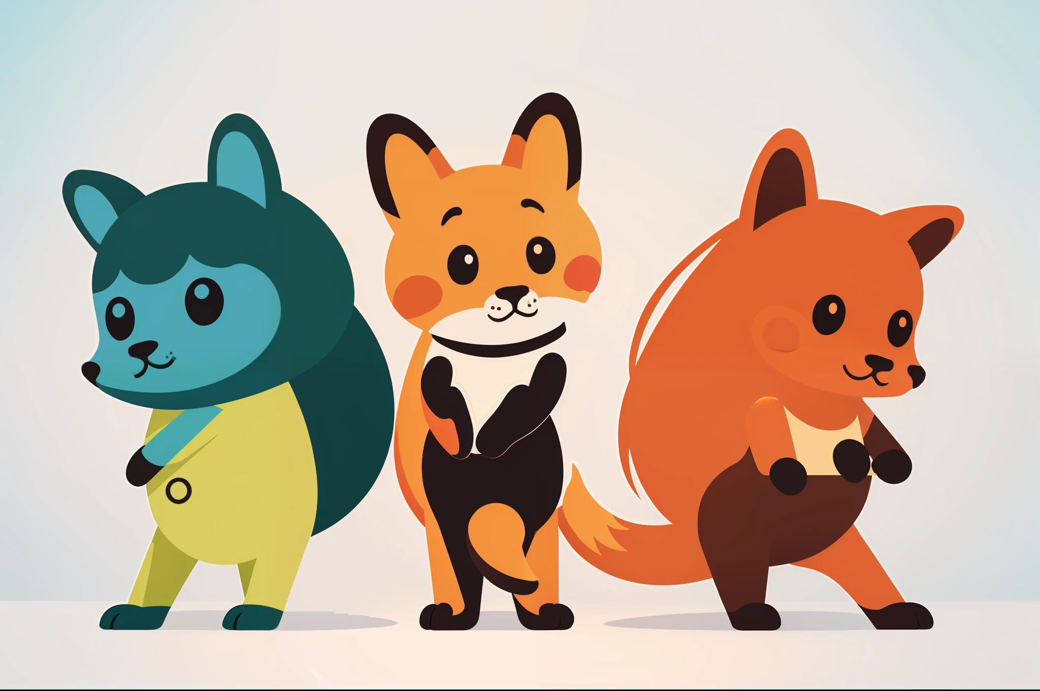 line-drawing colourfull Figures in a minimalistic style Animal characters It features a simple Trending Style charicature pop music