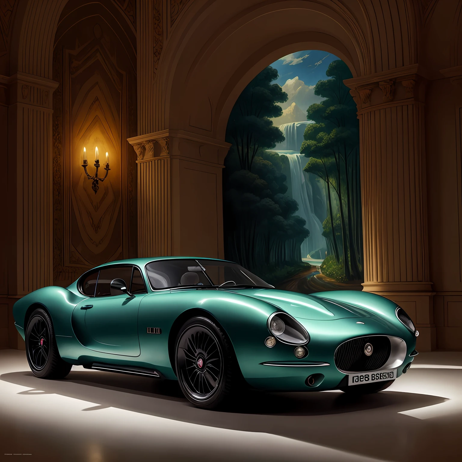 jaguar latest model by henri eugène renoir, in the style of vladimir kush, dreamlike naturaleza, illuminated interiors, victor horta, poured resin, 1900–1917