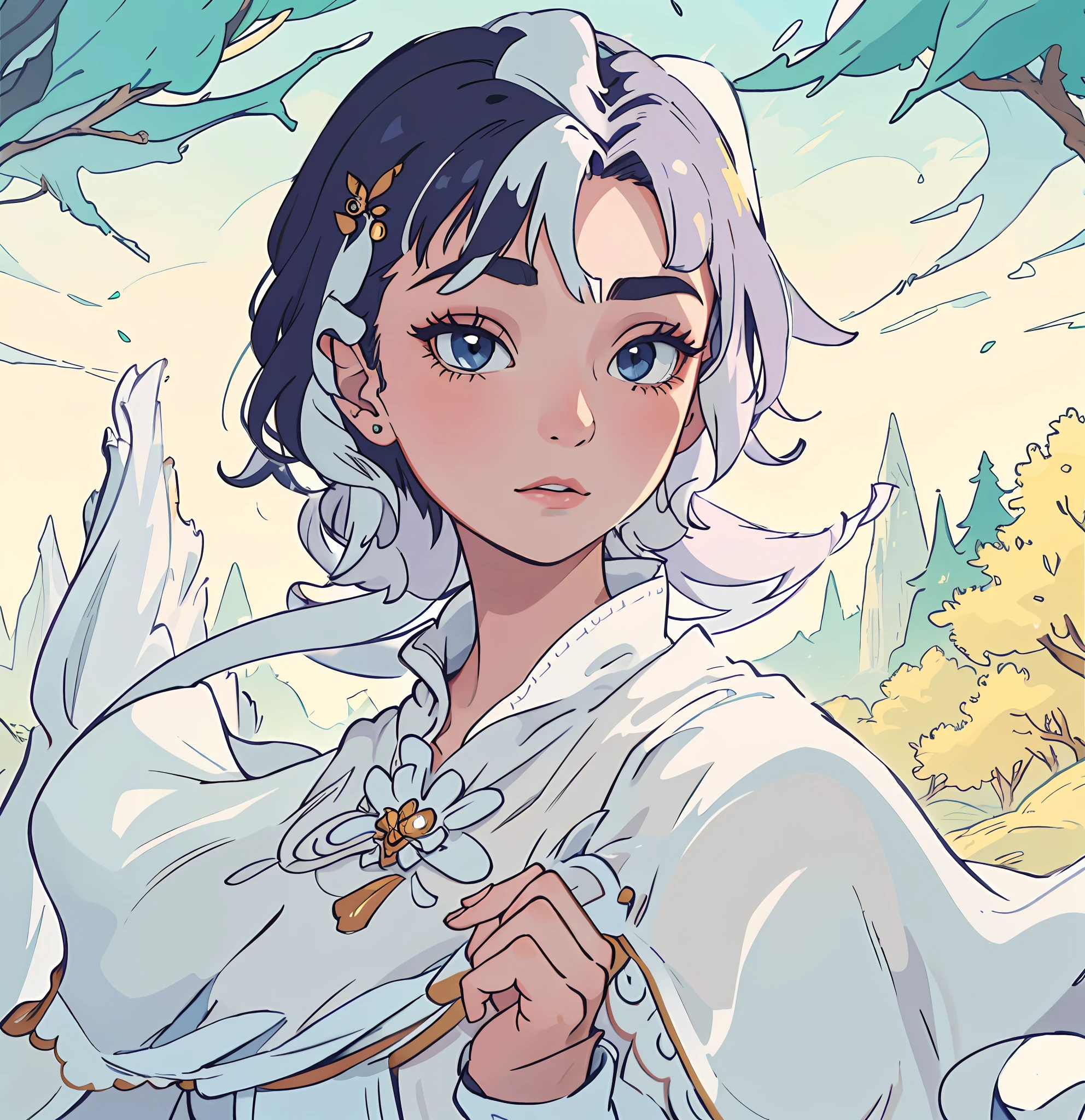 "Dynamic forest background, enchanted atmosphere, vibrant colors, surreal landscapes."