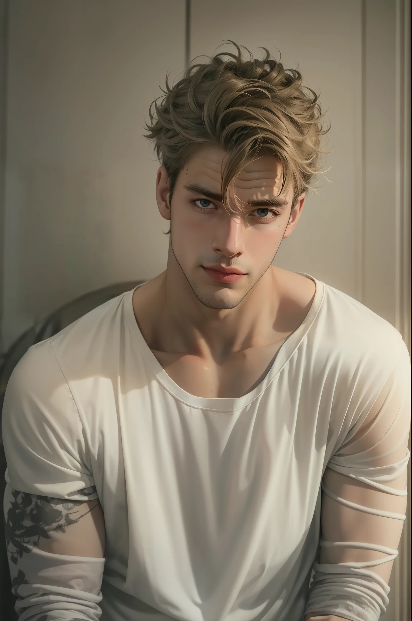 Handsome Jay,musculine,White loose t-shirt,Sir Young,handsome,28yo,