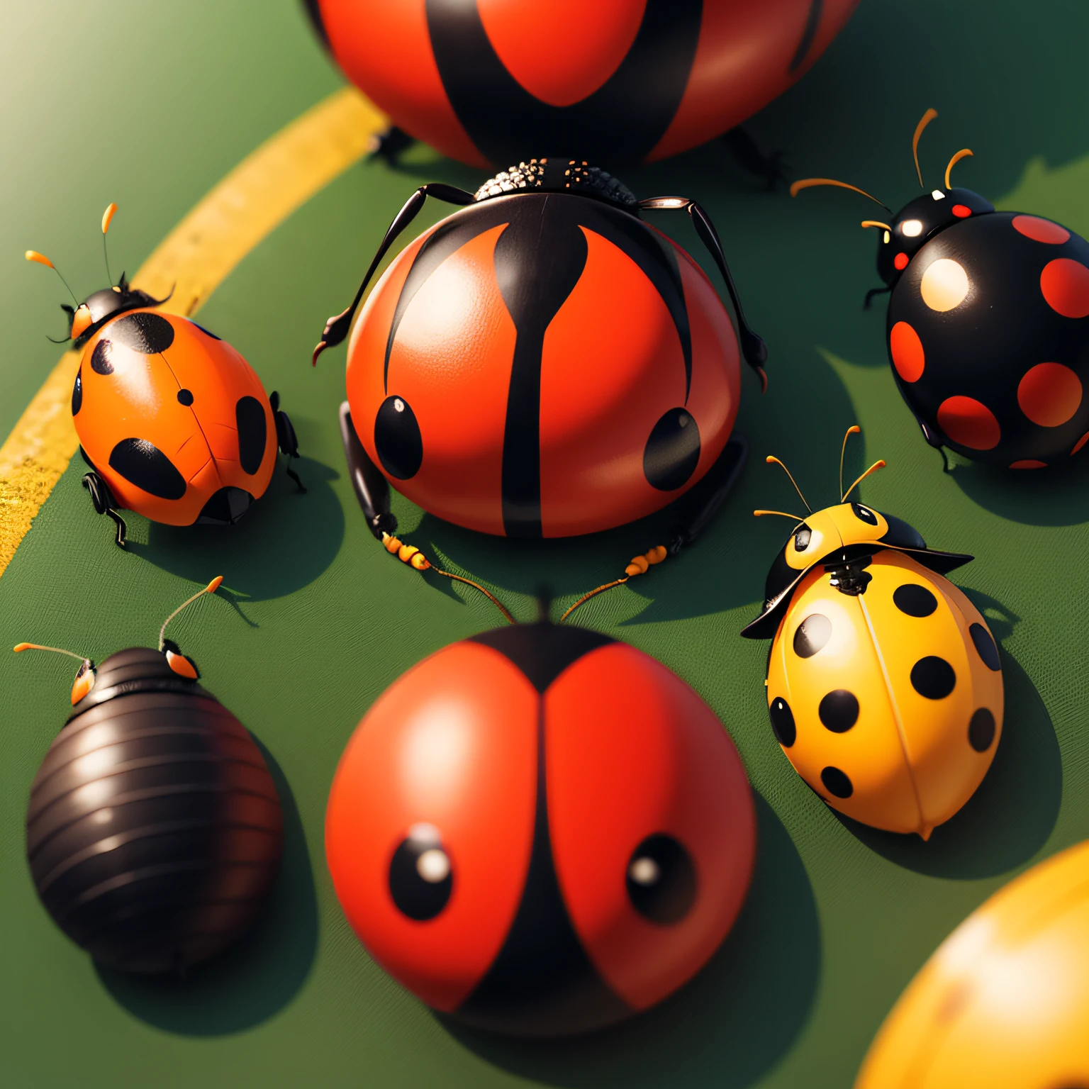 imagens de joaninhas: [Imagem de uma joaninha vermelha com pontos pretos] [Imagem de uma joaninha preta com pontos vermelhos] [Imagem de uma joaninha laranja com pontos pretos] [Imagem de uma joaninha amarela com pontos pretos] [Imagem de uma joaninha verde com pontos pretos] Ladybugs are small, round insects with wings. They are usually red or orange with black dots, but they can also be black or yellow with red or black dots. Ladybugs are found all over the world and are known for their pest control abilities. Eles comem insetos nocivos, as aphids, besouros e lagartas. Ladybugs are considered lucky creatures in many cultures. --auto