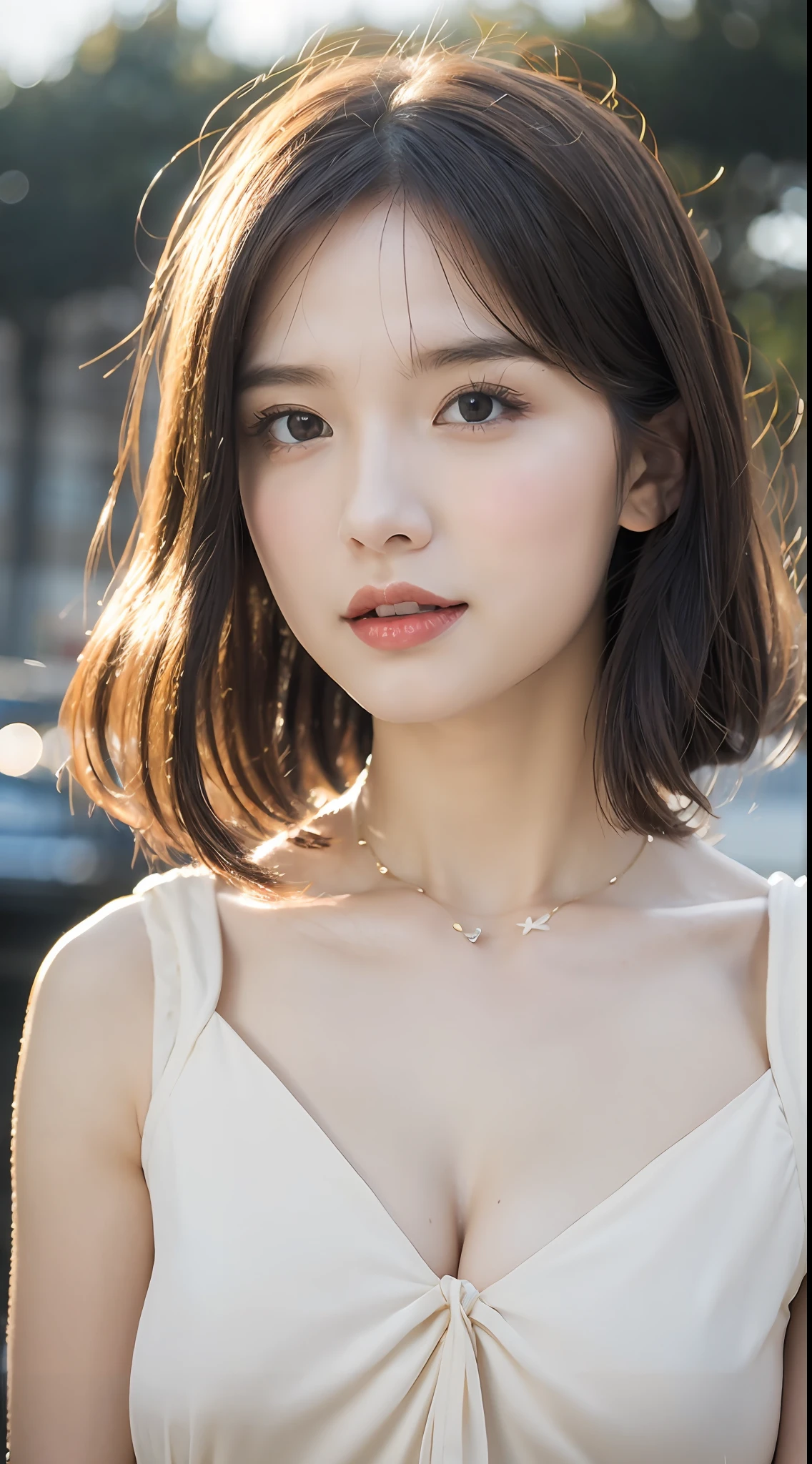 A girl holding a camera, mix4,(8k, RAW photo, best quality, masterpiece:1.2), (realistic, photo-realistic:1.37),1girl,cute,cityscape, night, rain, wet, professional lighting, photon mapping, radiosity, Physically-based rendering, gradient brunette hair, short curly hair, handsome, girly, white ball set, superb picture quality, high resolution, 1080p, (clear face), (detailed face description), (detailed hand description), (masterpiece), (exquisite CG), extreme light and shadow, messy hair, masterpiece, rich detail, (exquisite facial features), (highest image quality), (masterpiece), (detailed eyes), look forward to your eyes, delicate collarbone