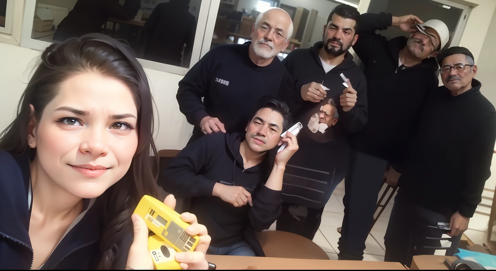 "Grupo de amigos trabajando (((obra maestra)))