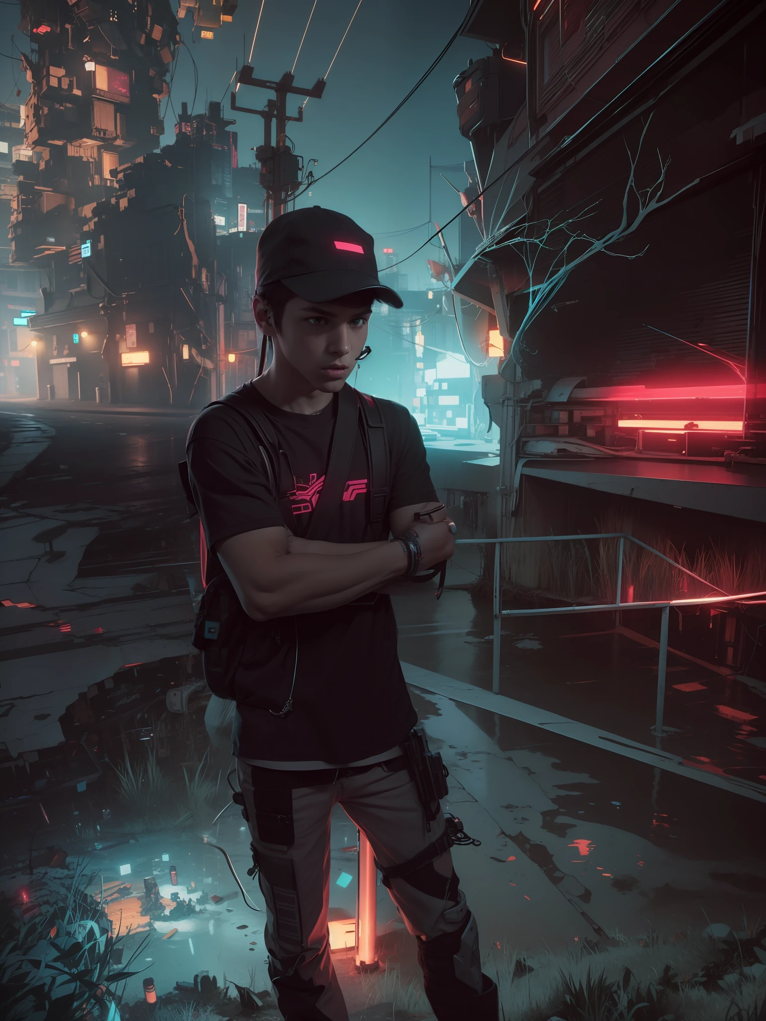 A boy cyberpunk, ultra UHD, ultra detailed, violet perple cinematic, highres, natural faces