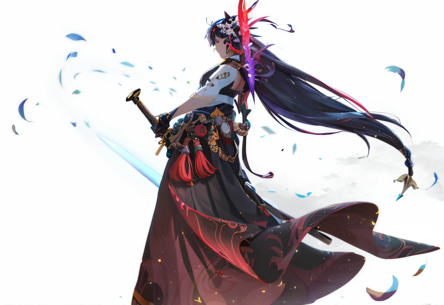 long whitr hair,Anime man with sword in hand, Onmyoji detailed art, style of duelyst, painted in the style arcane, arcane art style, onmyoji, 8k hd wallpaperjpeg artifact, 8k hd wallpaperjpeg artifact, Anime art wallpaper 8 K, Epic fantasy digital art style, painted in high resolution