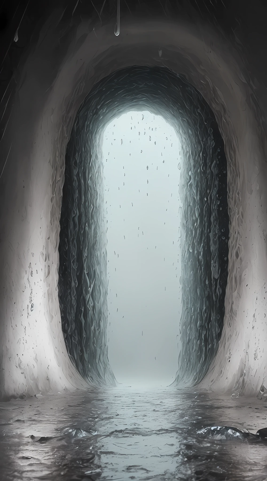 (8K、top-quality、masterpiece:1.2)、(Realistic、Photorealsitic:1.37)、Super Detail、superrealism、(((Rain Tunnel)))、All-water tunnel、water dripping、raindrop、superrealism、Bright lighting