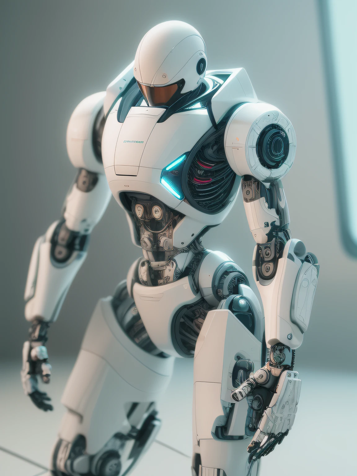 Intelligent bionic robot, male people, cyborg robot parts, Cable Electrical Wire, micro Chip, Bright Studio, hyper photorealism, Highly detailed, Intricate details, softlighting, rim-light, rendering by octane, unreal engine 5 render, Mechanical public enemy style, 8K, Best quality, Masterpiece, Low ISO, White balance，high key lighting，Creates a soft and ethereal feel, with a shallow depth of field