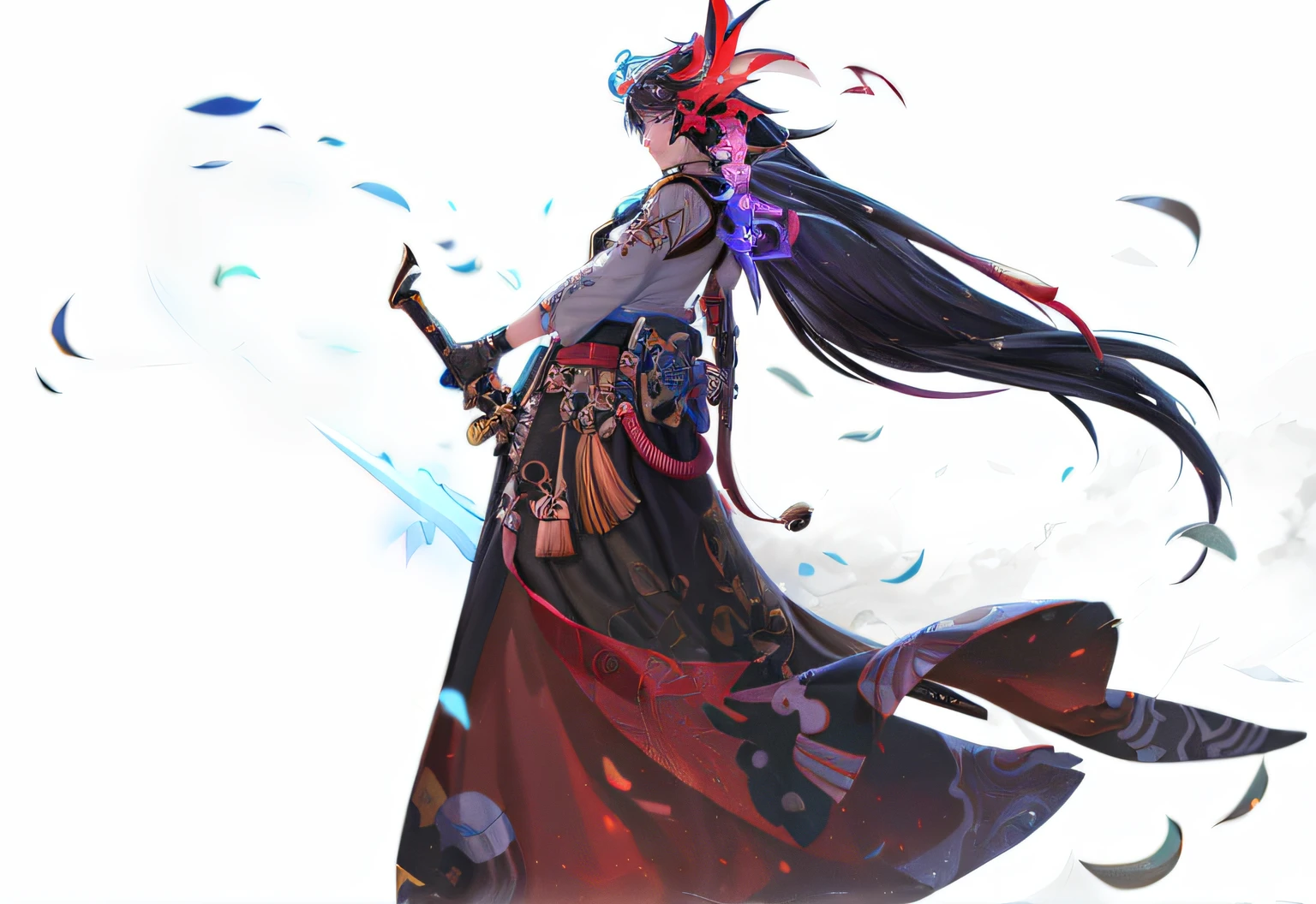 long whitr hair，Anime man with sword in hand, Onmyoji detailed art, style of duelyst, painted in the style arcane, arcane art style, onmyoji, 8k hd wallpaperjpeg artifact, 8k hd wallpaperjpeg artifact, Anime art wallpaper 8 K, Epic fantasy digital art style, painted in high resolution