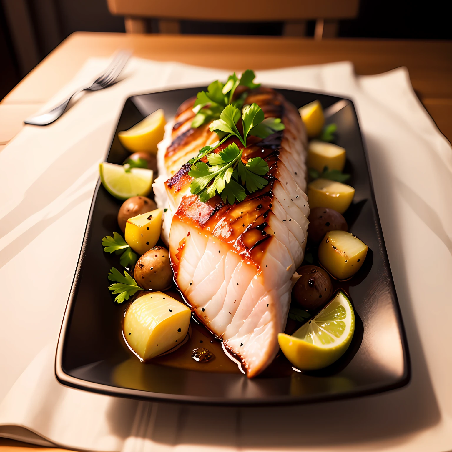 makes this photo realistic https://media-cdn.tripadvisor.com/media/photo-s/28/e1/9f/0b/cod-fish-loin-with-potatoes.jpg --auto