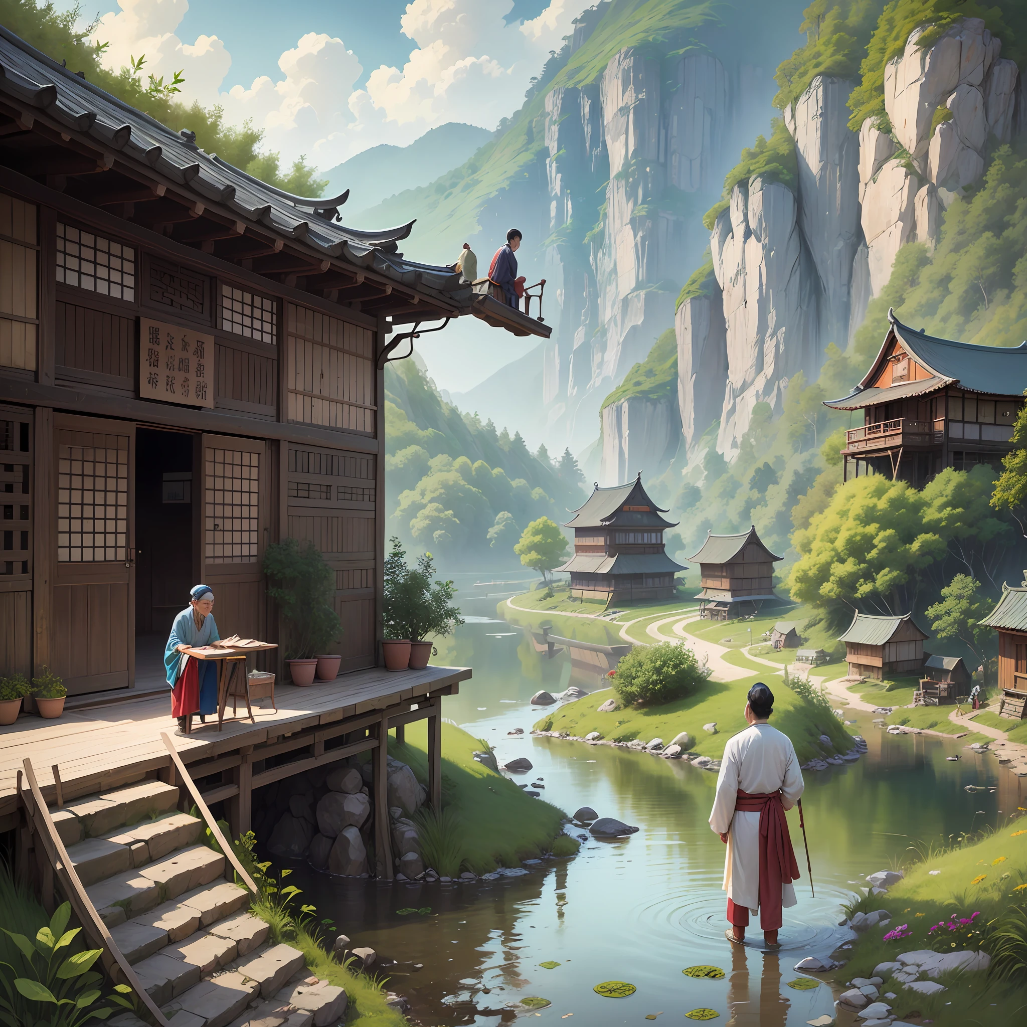 His father was a country eunuch,But he didn't want to go back home,Escape the hustle and bustle of the world,Choose to build villages in pleasant scenic areas,Zhou Muxian followed his father here。The inhabitants of the village are all old ministries of their fathers,Therefore, The Zhou family became the owners of the land。 --auto