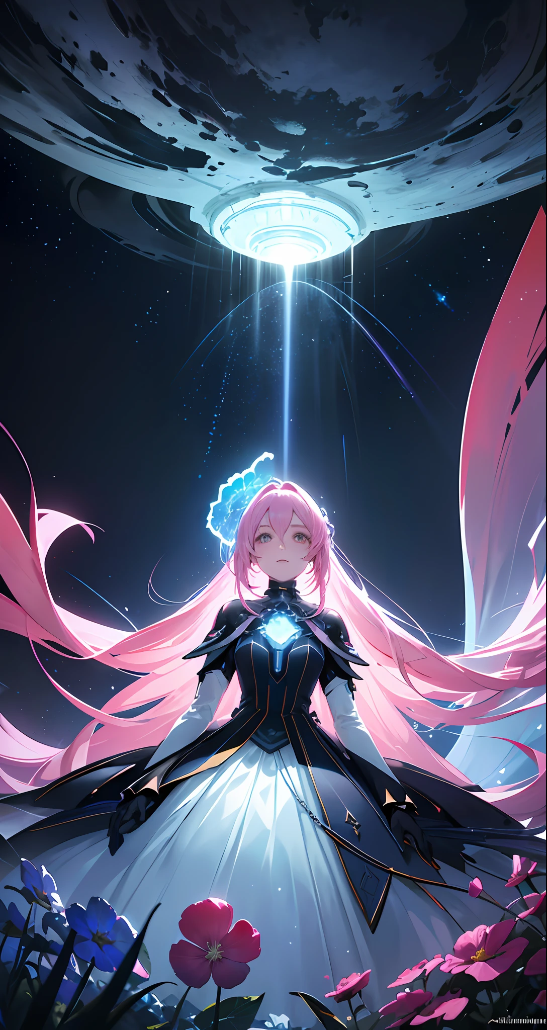 fotos de vastas paisagens, (Bottom view showing sky above and open field below), pink female robot hair, wearing white standing in a field of flowers looking up, (lua cheia:1.2), (estrelas cadentes:0.9), (nebula:1.3), montanhas distantes, BREAK trees
Production art, (Fonte de Luz Quente:1,2), (Pirilampos:1,2), lamps, Muito roxo e laranja, detalhes intrincados, volumetric lighting BREAK
(master part:1.2), (best quality), 4k, Very detailed, (dynamic compositing:1.4), Very detailed, Detalhe colorido,( cor colorida:1.2), (luminous lighting, Atmospheric Illumination), sonhador, magica, ( sozinho:1.2), Vestido rosa claro, Cetro milenar, poder da luz