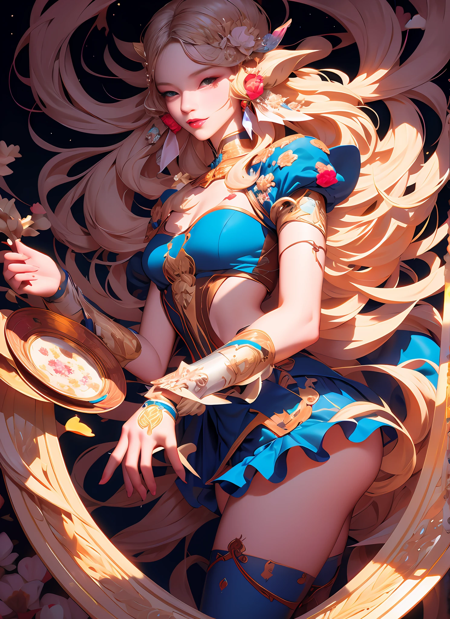 anime drawing of a woman with long hair holding a plate, inspired by James Jean, artgerm and james jean, james jean!, james jean art, style of james jean, by James Jean, by james jean, james jean ”, james jean style, james jean!!!, loish |, in style james jean, inspired by Yoshitaka Amano,masterpiece, best quality, (extremely detailed CG unity 8k wallpaper), (best quality), (best illustration), (best shadow), absurdres, realistic lighting, (Abyss), beautiful detailed glow