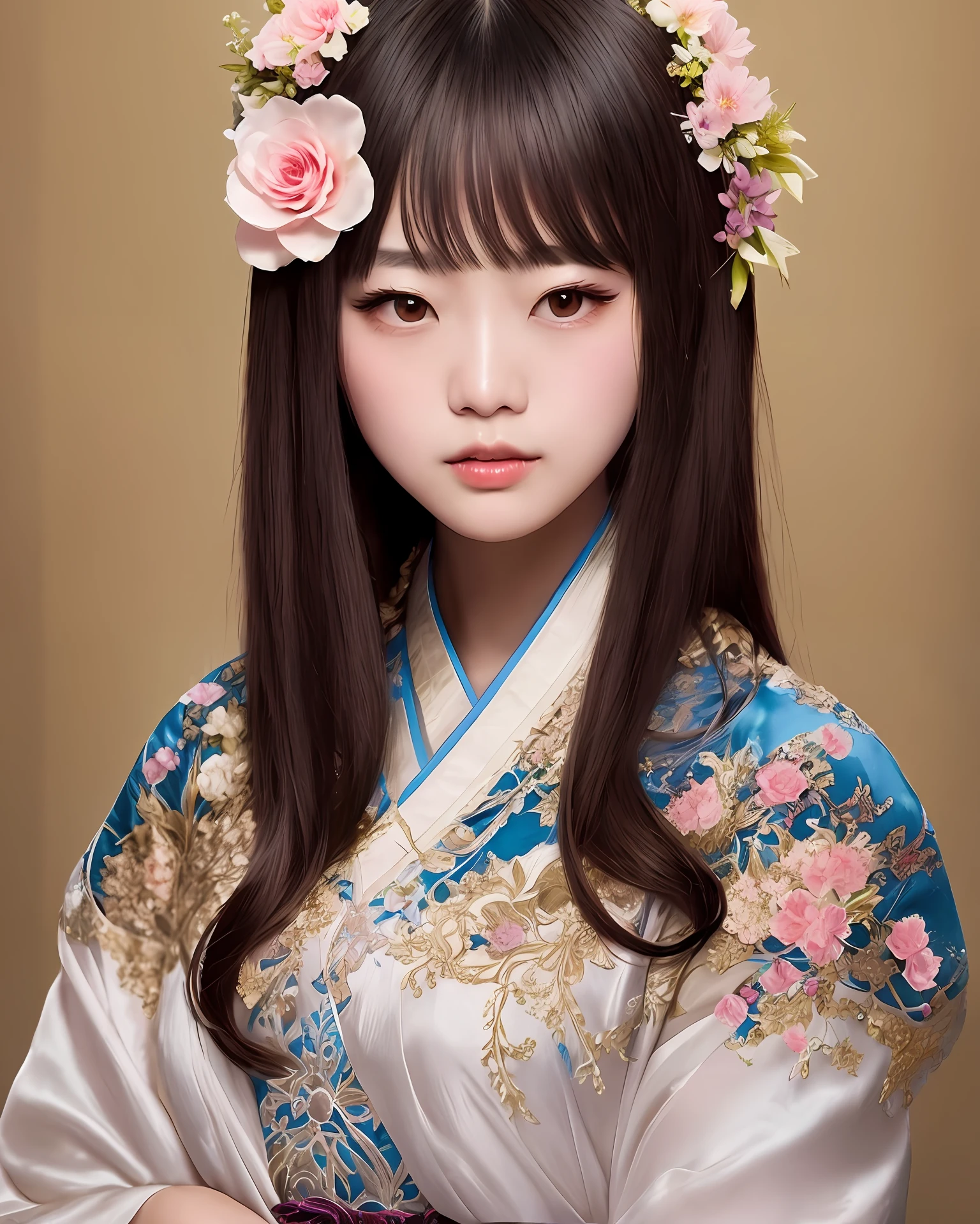 a close up of a person with a flower in their hair, a character portrait inspired by Li Mei-shu, Trend of CGsociety, Fantasy art, Palace , A girl in Hanfu, Yun Ling, Chinese fantasy, Yan, asian hyperdetailed, sakimi chan, xianxia fantasy, Smooth anime CG art, heise-lian yan fang, Wuxia