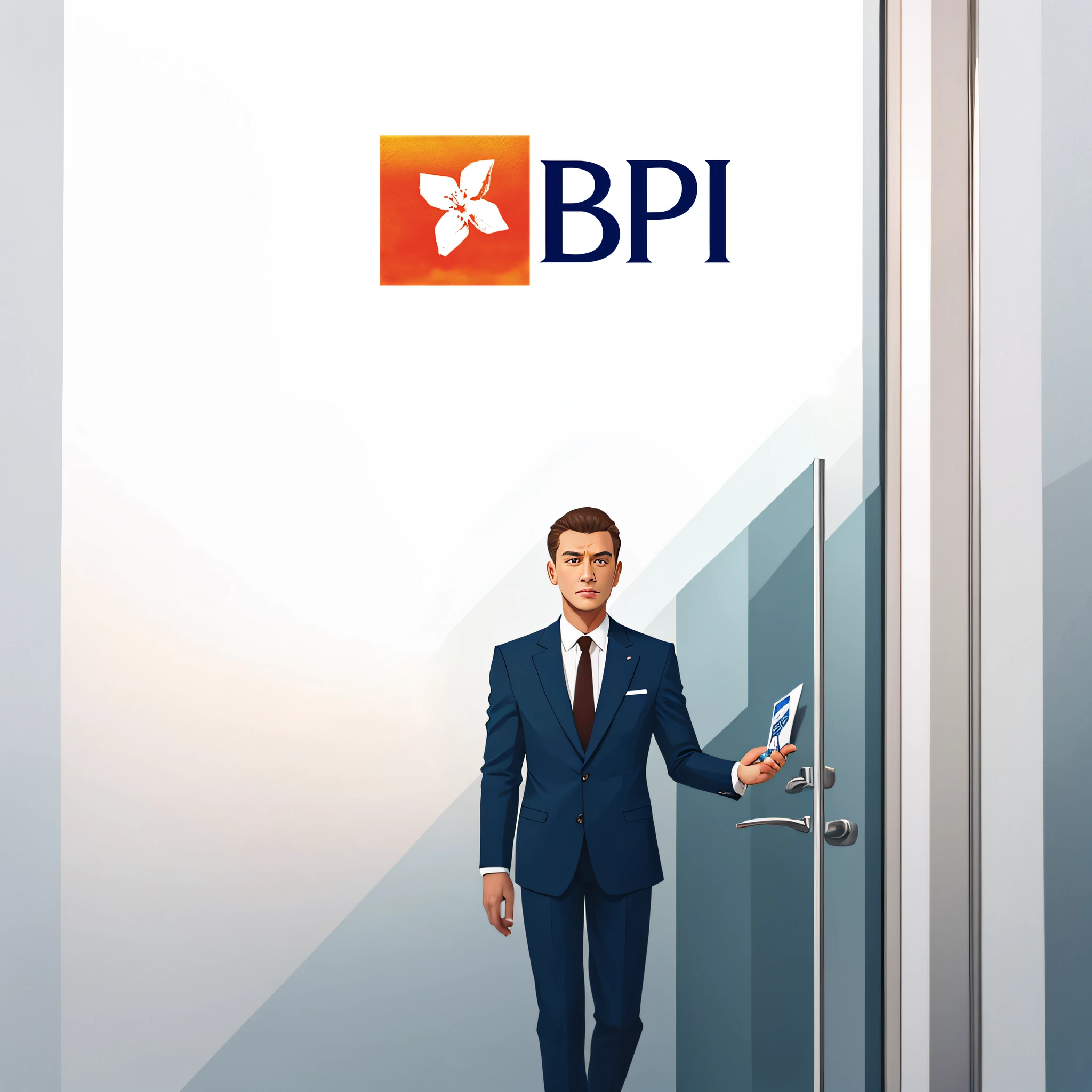 movie scene:[In europe, year 2030, in front of the glass access door to a branch of a modern bank,
[1 Doorman checking entrances], [in orange uniform], neatly combed
[3 very elegant customers making the entrance]], [wear elegant clothes in different colors], [trendy clothes for 2030], [we see several doors], (we see bank cards and bank accounts, money in the hands of customers),highly detailed illustration.", vehicle illustration, cartoon style illustration, cartoon style, HD illustration, ultra detailed illustration, vector illustration, highly detailed hyper real, highly detailed illustration, high detail illustration, retro illustration, highly detailed cartoon, artistic illustration, highly detailed vector art, a beautiful art illustration