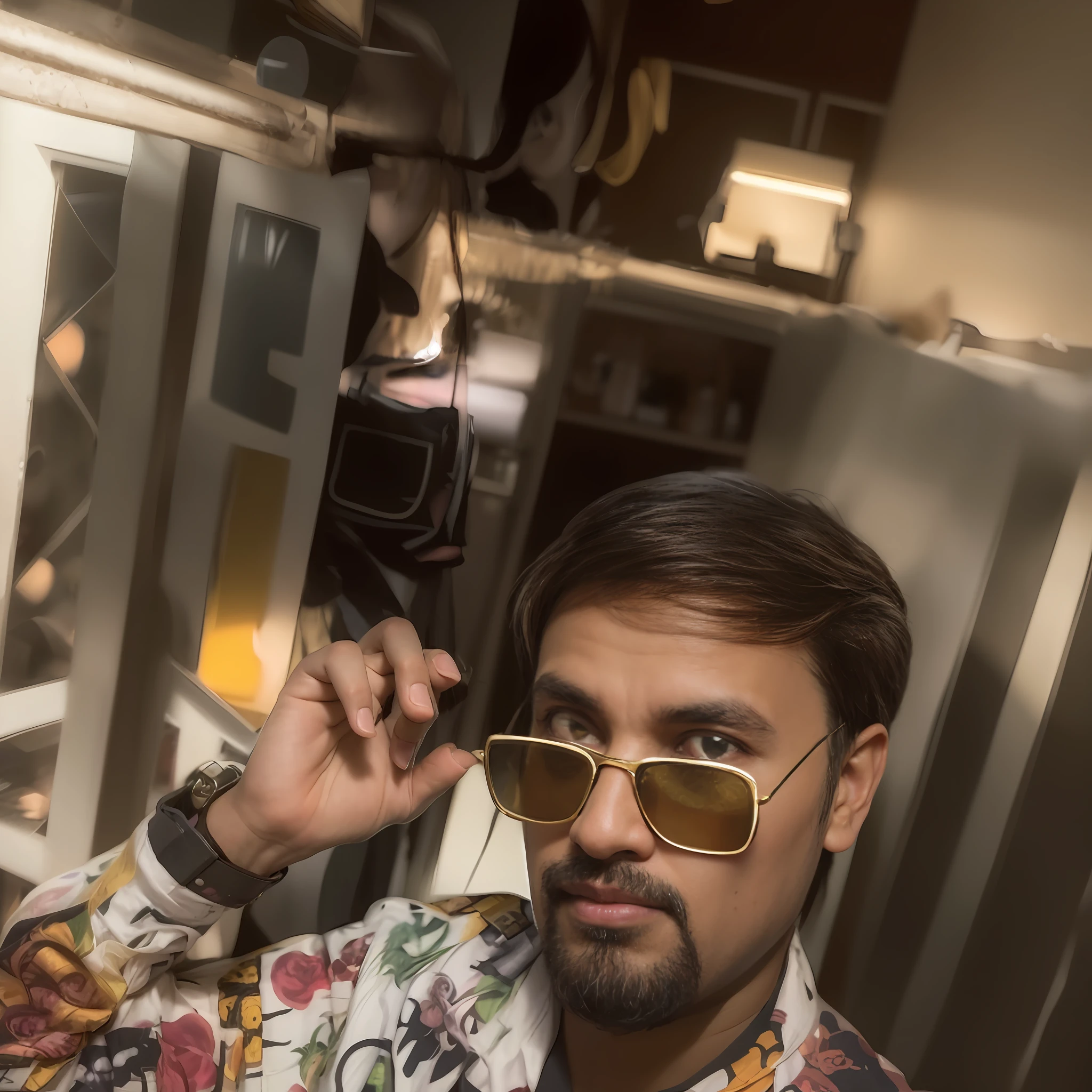 there is a man that is holding a pair of sunglasses, selfie!!!!! of a man, jayison devadas style, with accurate face, with sunglass, jayison devadas, vinayak, ayan nag, with lovely look, 4 0 years old man, selfie photo, very very low quality picture, selfie photography, selfie, selfie of a man, candid picture