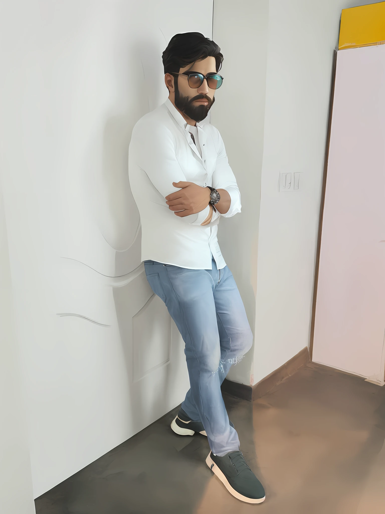 Realistic Handsome man Full body sexy clarty