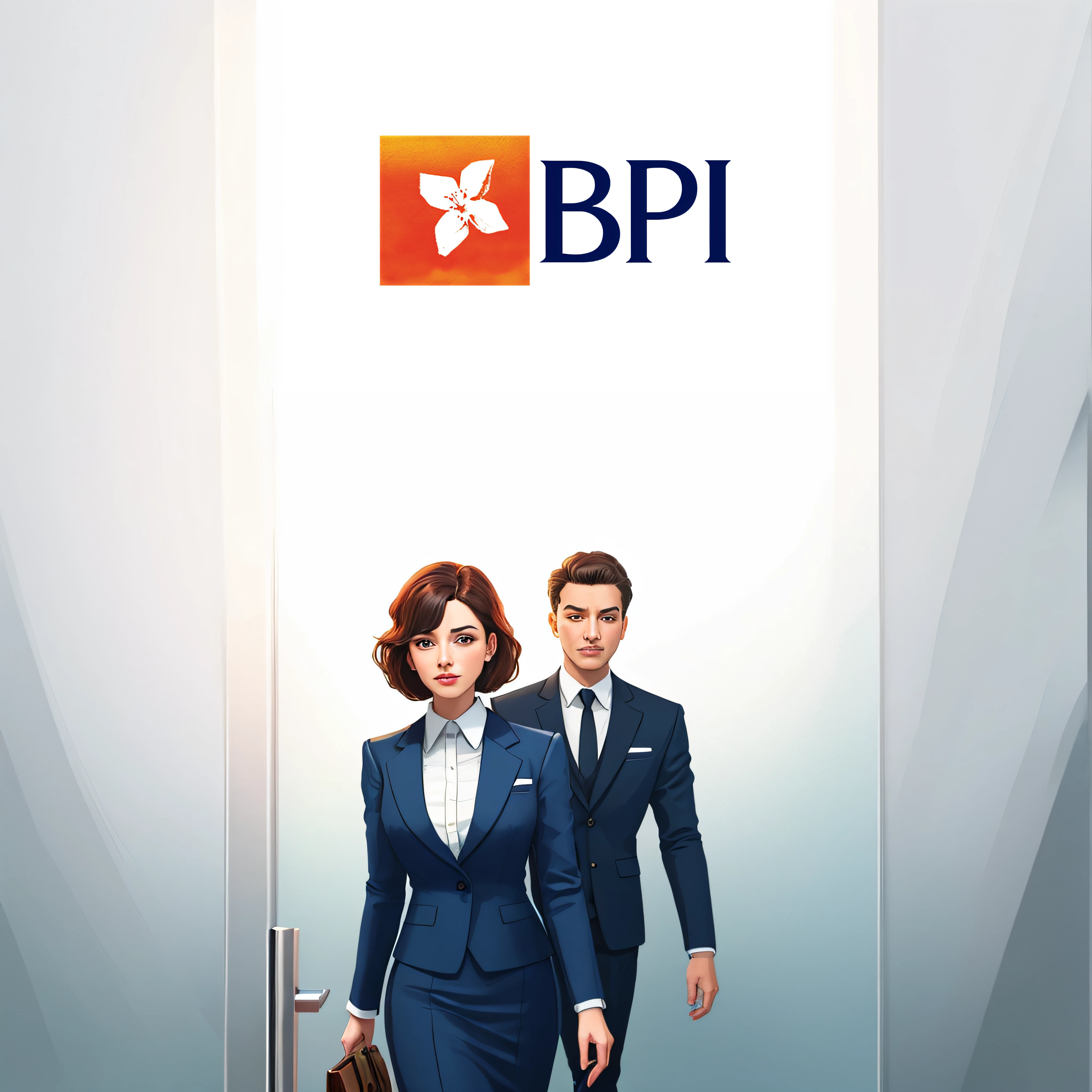 movie scene:[In europe, year 2030, in front of the glass access door to a branch of a modern bank,
[1 Doorman checking entrances], [in orange uniform], neatly combed
[3 very elegant customers making the entrance]], [wear elegant clothes in different colors], [trendy clothes for 2030], [we see several doors], (we see bank cards and bank accounts, money in the hands of customers),highly detailed illustration.", vehicle illustration, cartoon style illustration, cartoon style, HD illustration, ultra detailed illustration, vector illustration, highly detailed hyper real, highly detailed illustration, high detail illustration, retro illustration, highly detailed cartoon, artistic illustration, highly detailed vector art, a beautiful art illustration