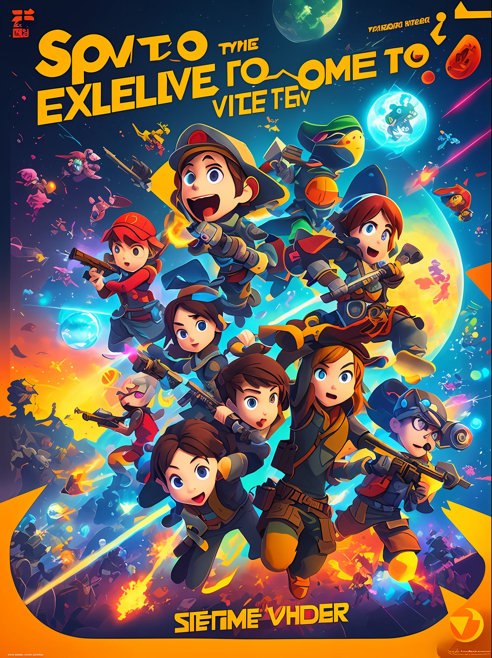Promotional poster for video game exhibition, animation technology style