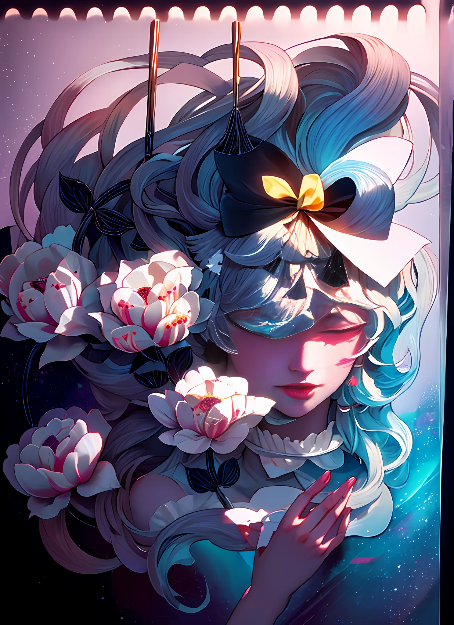 anime drawing of a woman with long hair holding a plate, inspired by James Jean, artgerm and james jean, james jean!, james jean art, style of james jean, by James Jean, by james jean, james jean ”, james jean style, james jean!!!, loish |, in style james jean, inspired by Yoshitaka Amano,masterpiece, best quality, (extremely detailed CG unity 8k wallpaper), (best quality), (best illustration), (best shadow), absurdres, realistic lighting, (Abyss), beautiful detailed glow