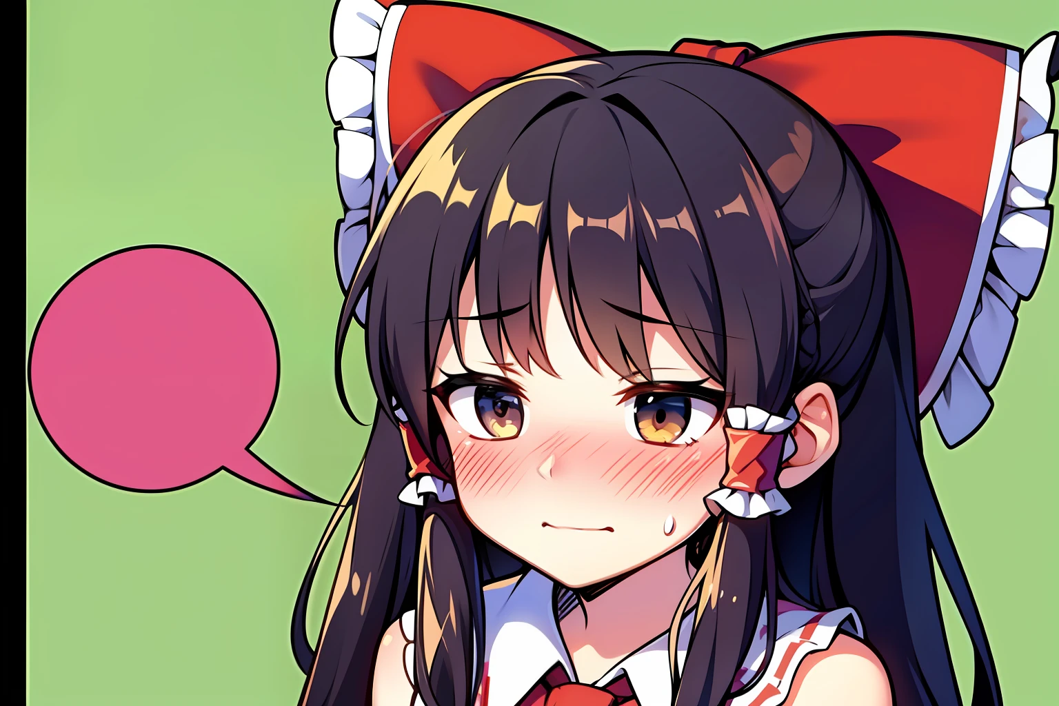 soio，Borei Reimu，embarrassed from，with blush cheeks，kawaii