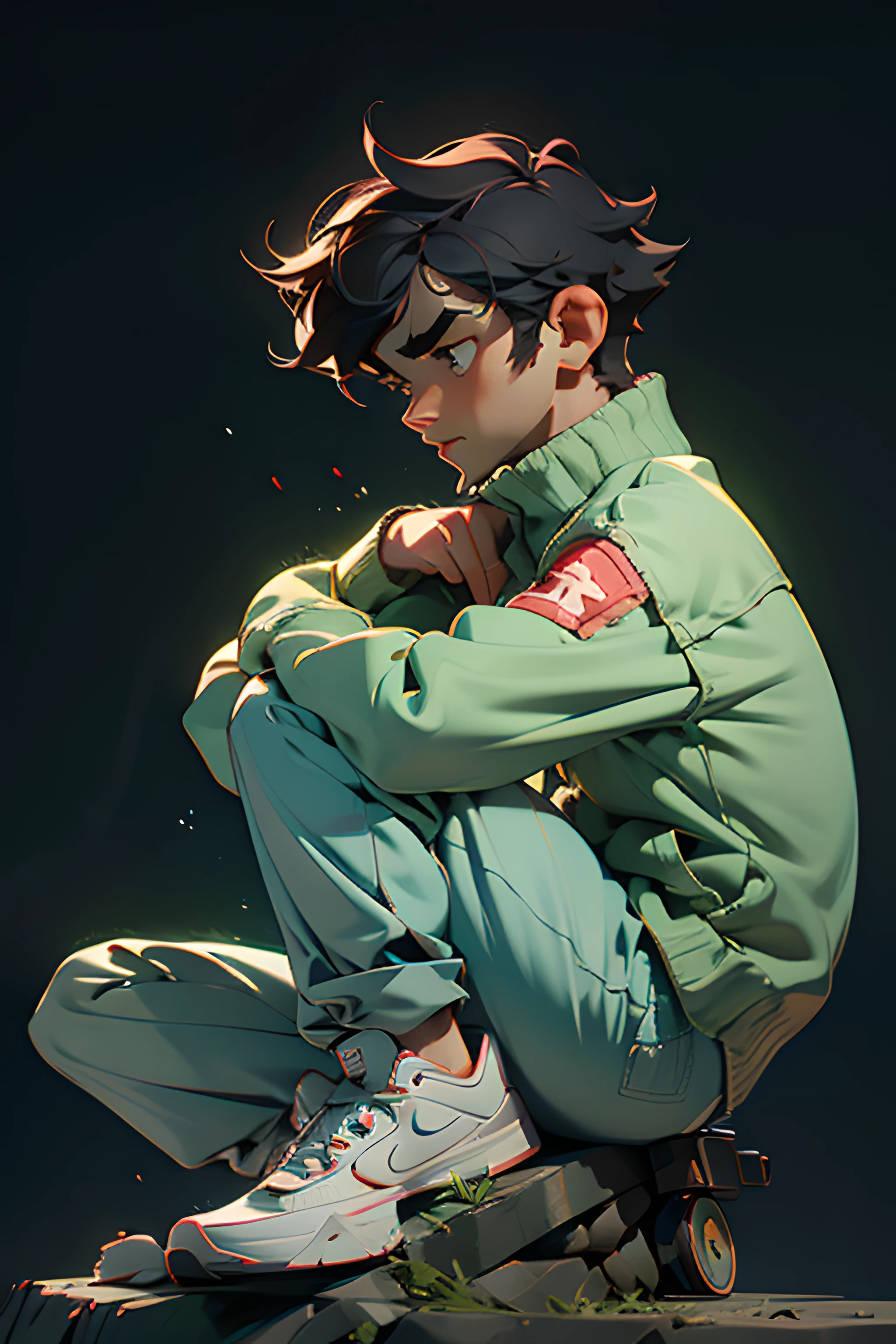 A boy shows the feeling of thinking