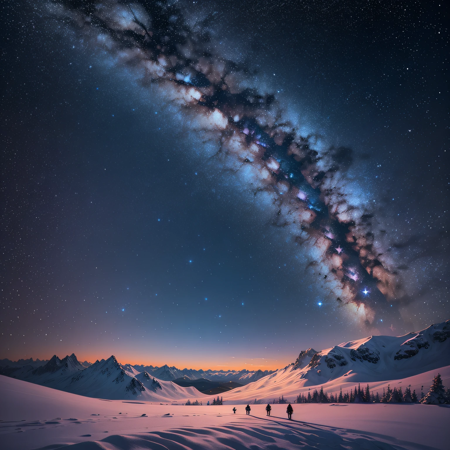 Arctic skies,There are stars,blue colors,Empty scene --auto