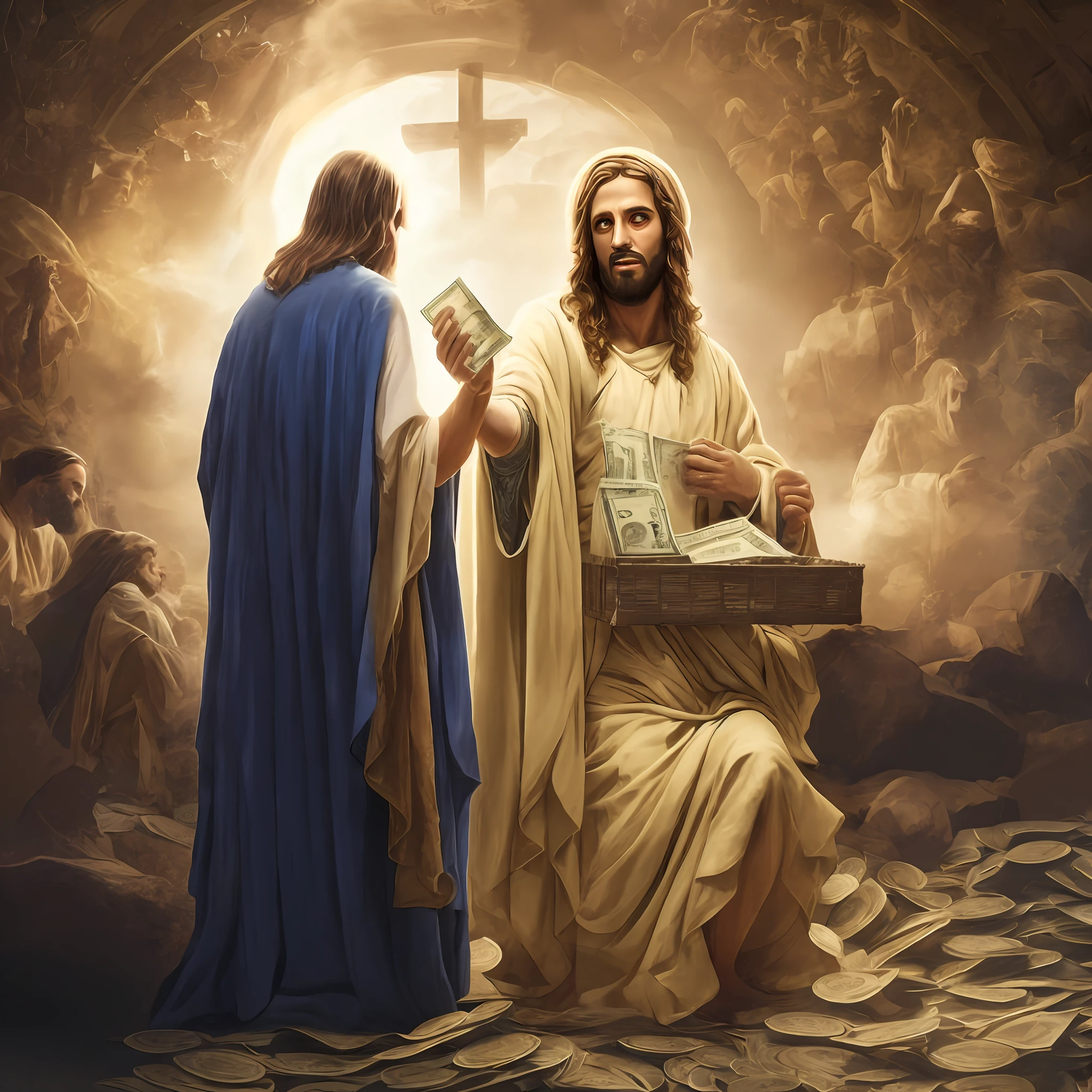 Jesus collects protection money --auto