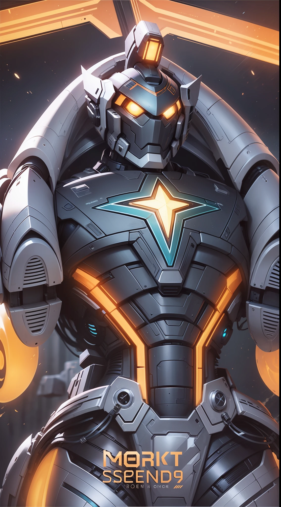 Sentinel, futuristic Robot, star on chest, shining body, 8K quality, High resolution, super detail, realistic, Raw photo