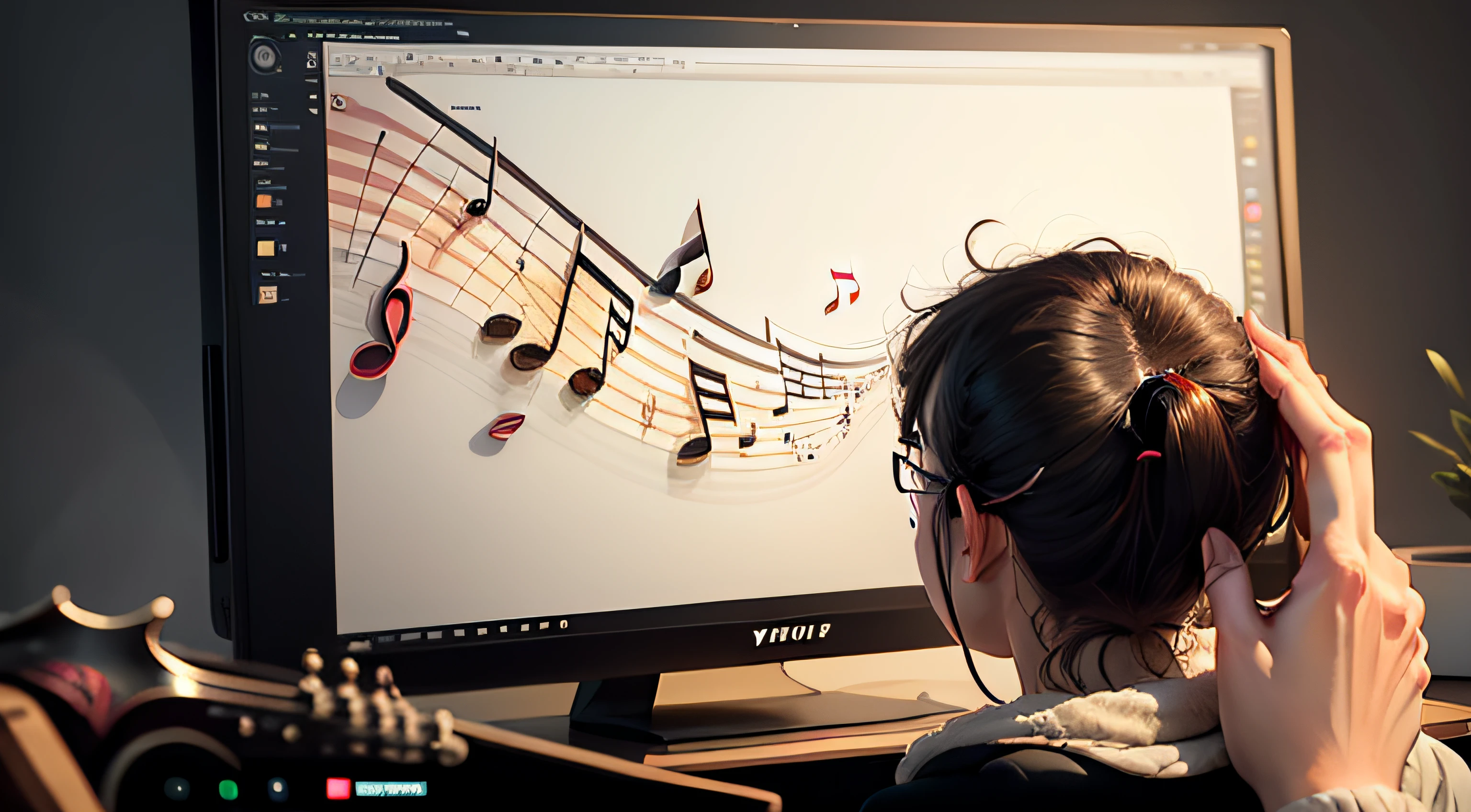 draw a music background, without too much elements in the figure