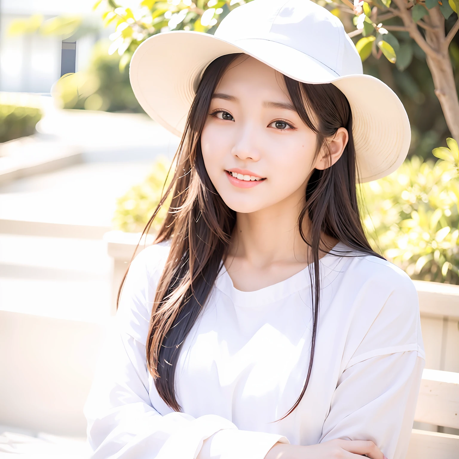 Alpha asian woman in white hat and white shirt, beautiful Korean women, portrait of female korean idol, Beautiful young Korean woman, Gorgeous young Korean woman, jaeyeon nam, Korean girl, young lovely Korean faces, wan adorable korean face, cute korean actress, Lee Ji-eun, lee ji eun, park jimin, Asian girl with long hair