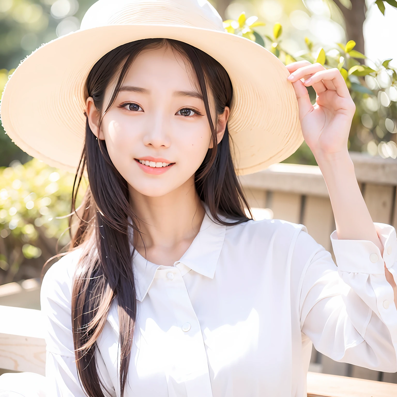 Alpha asian woman in white hat and white shirt, beautiful Korean women, portrait of female korean idol, Beautiful young Korean woman, Gorgeous young Korean woman, jaeyeon nam, Korean girl, young lovely Korean faces, wan adorable korean face, cute korean actress, Lee Ji-eun, lee ji eun, park jimin, Asian girl with long hair