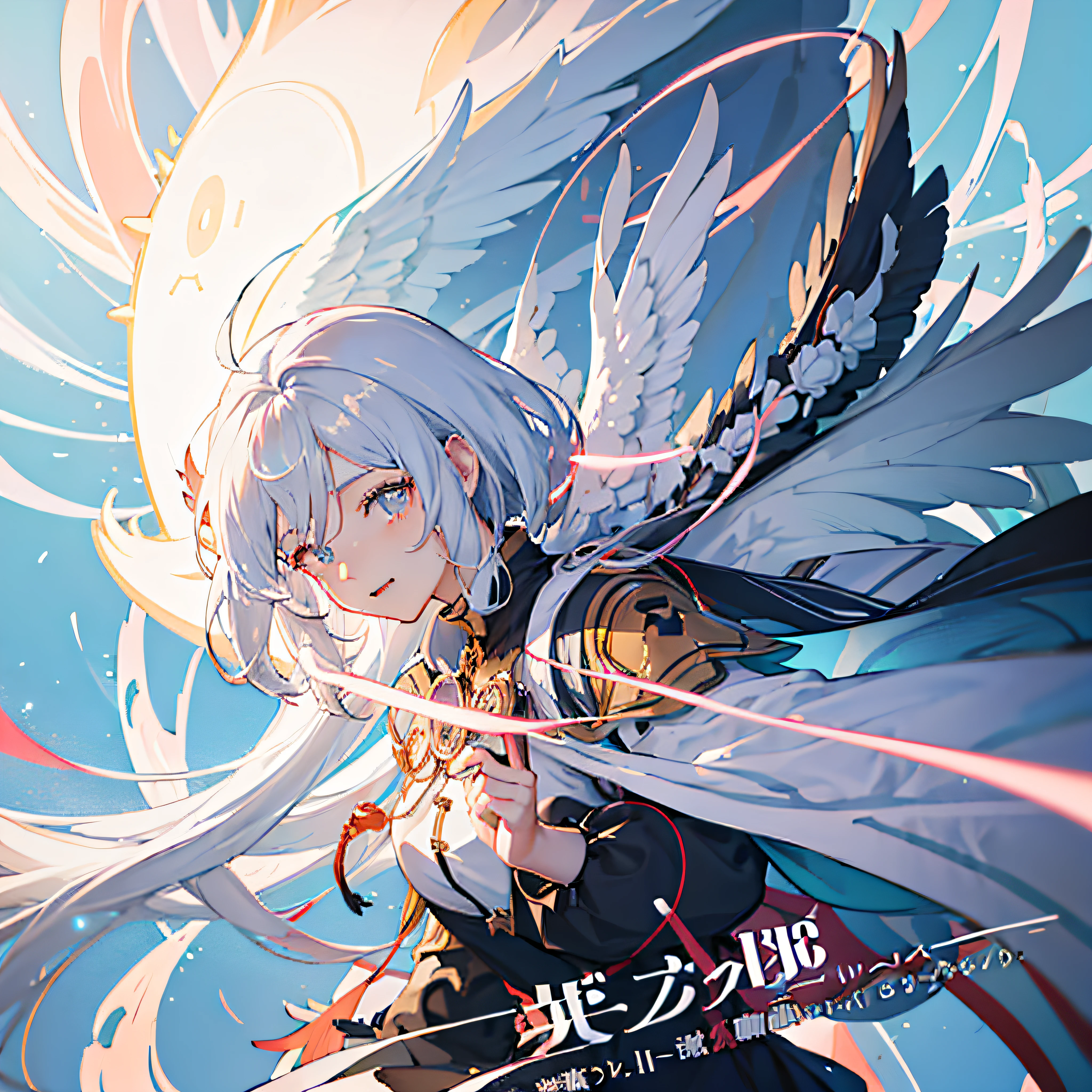 animemanga girl, Official artwork, cheerfulness, high resolution!!, future, album covers, Official anime artwork, anime key visual, Beautiful, promo art, illustration, Vivid, offcial art , the wallpaper, Grand, Anime,key visual, Anime,Angel wings,white-haired god,Guweiz on Pixiv