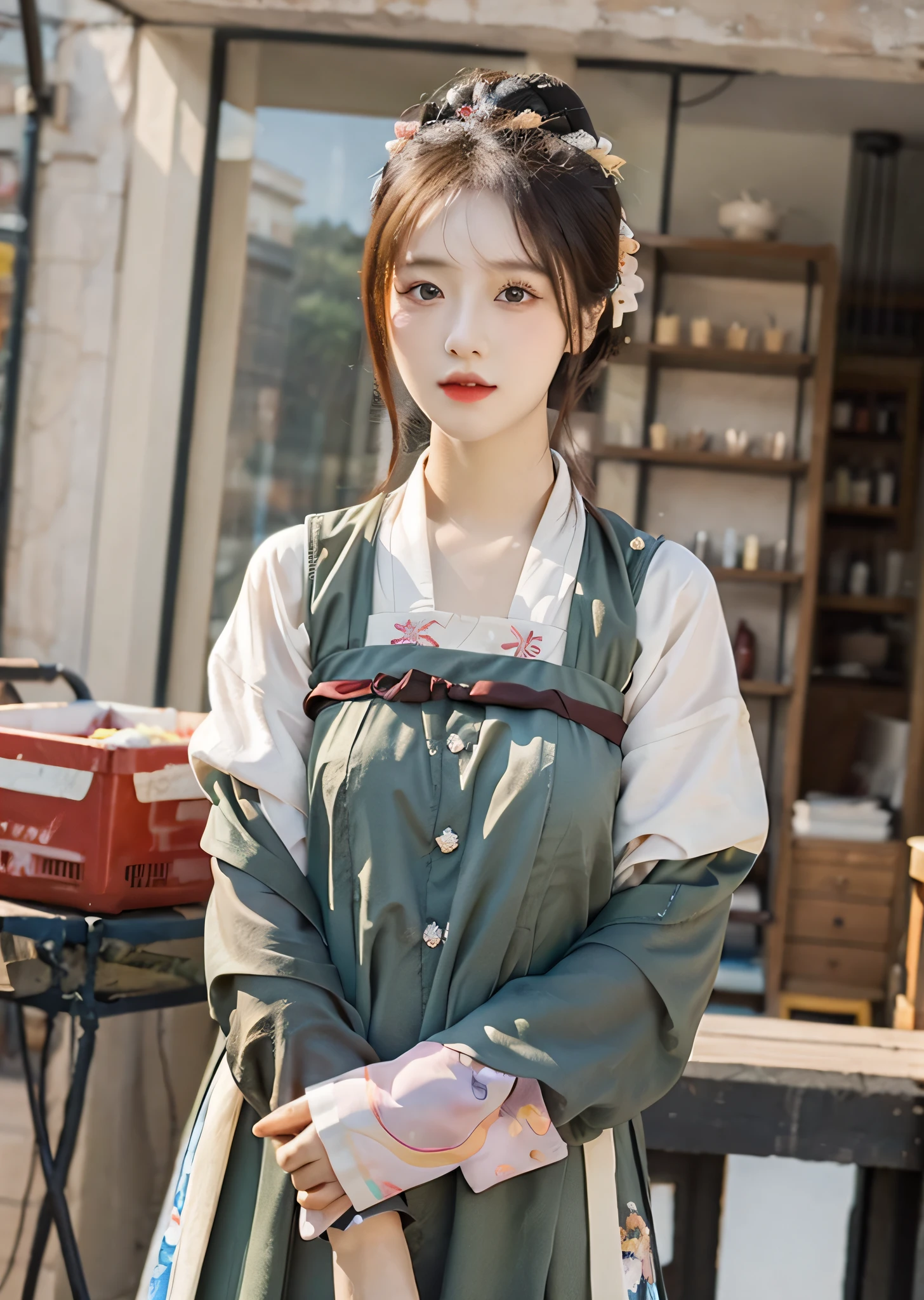 best quality,masterpiece,illustration,an extremely detailed and beautiful,extremely detailed,CG,unity,8k wallpaper,Amazing,finely detail,master,best quality,official art,extremely detailed CG unity 8k wallpaper,absurd,unbelievable Ridiculous, huge file size, super detailed, high resolution, very detailed, beautiful detailed girl, very detailed eyes and face, beautiful detailed eyes, light on face, (Hanbok: 1.1), 1girl, full body, full body Photo, ru_qun