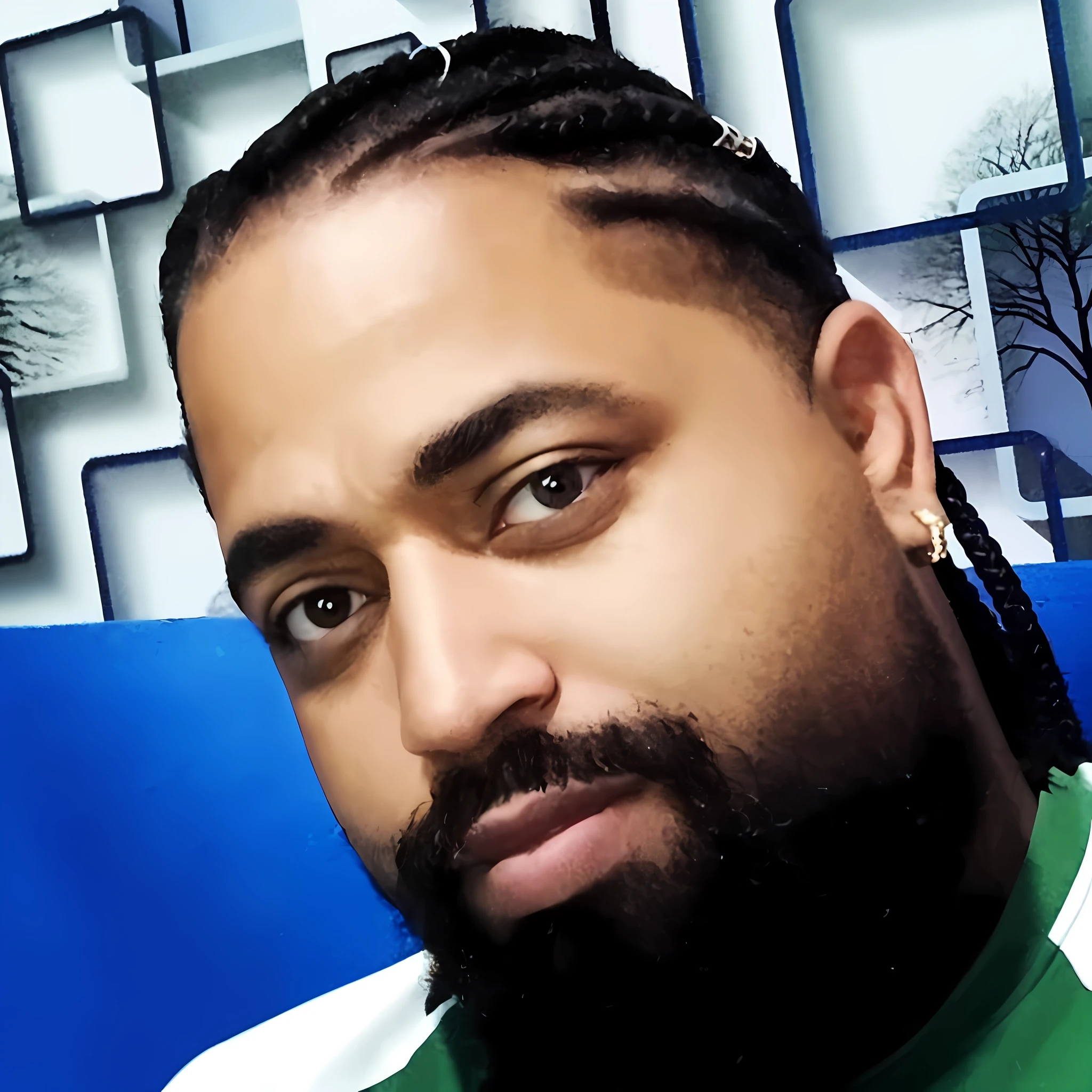 there is a man with a beard and a green shirt, taken in the early 2020s, Masterpice de arte, taken in the late 2010s, Masterpice, tiradas no final dos anos 2000, Aaron Sims, Rodney Mateus, olhando para o lado, foto headshot, tiradas em meados dos anos 2000