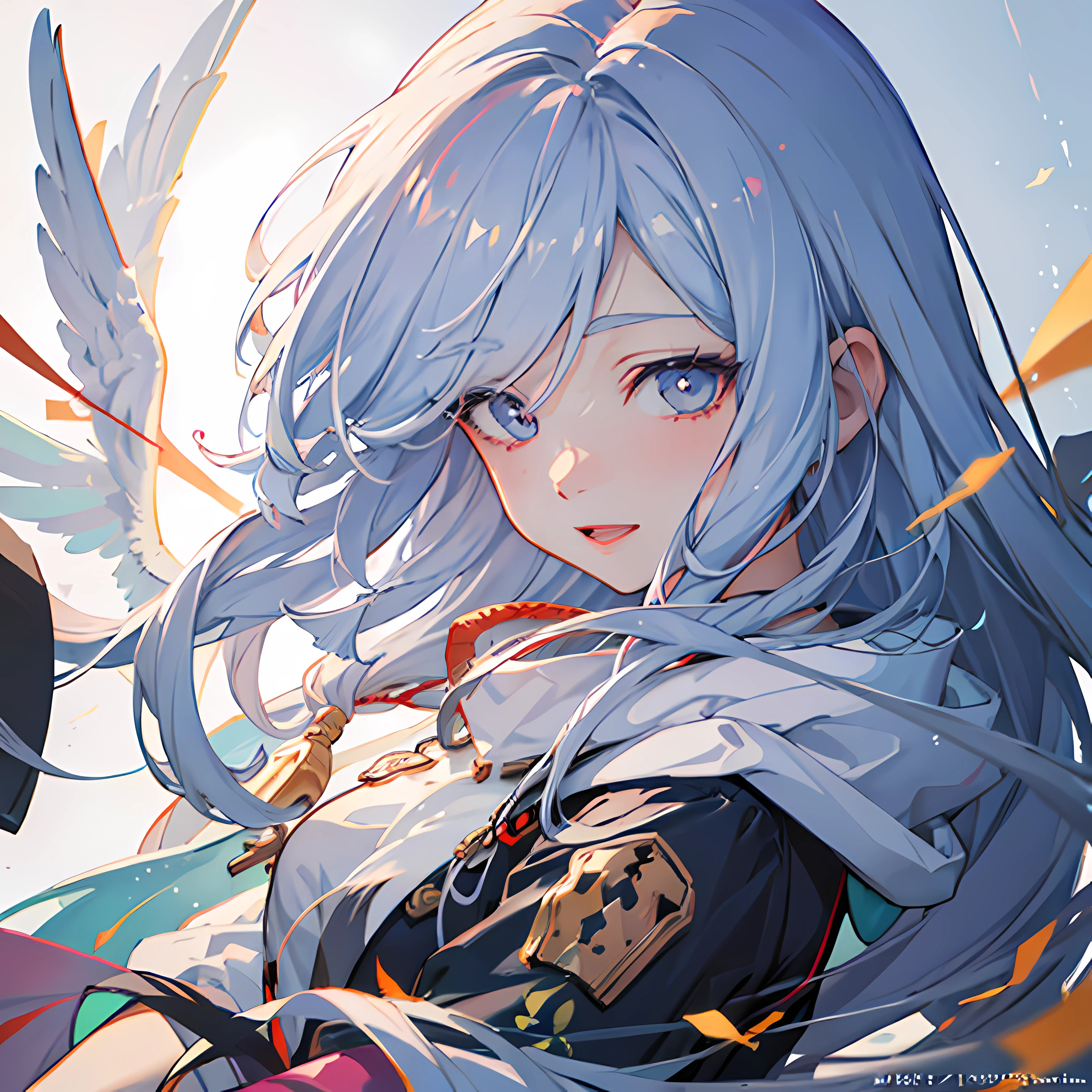 animemanga girl, Official artwork, cheerfulness, high resolution!!, future, Official anime artwork, anime key visual, Beautiful, promo art, illustration, Vivid, offcial art , the wallpaper, Grand, Anime,key visual, Anime,Angel wings,White-haired god,Guweiz on Pixiv