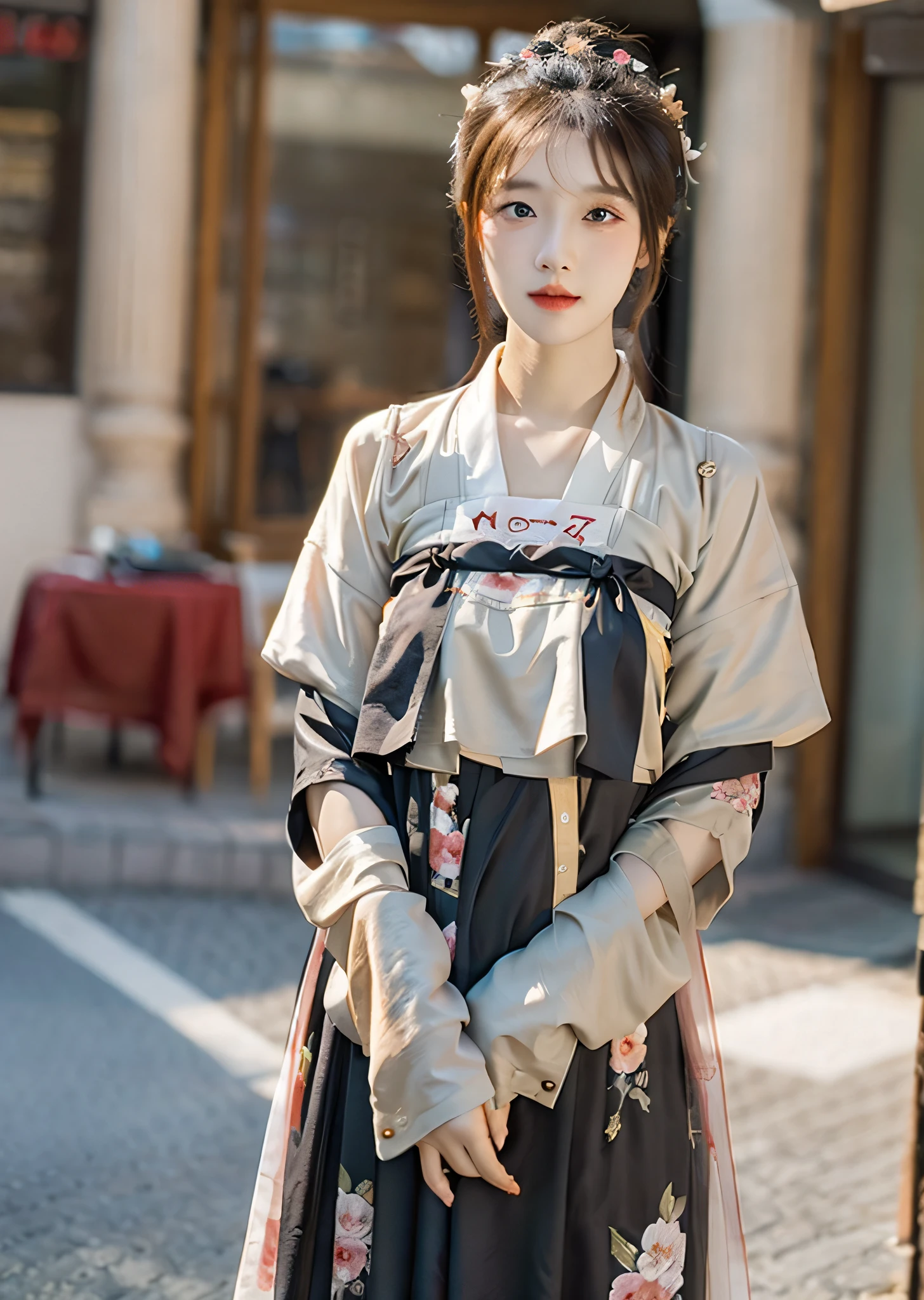 best quality,masterpiece,illustration,an extremely detailed and beautiful,extremely detailed,CG,unity,8k wallpaper,Amazing,finely detail,master,best quality,official art,extremely detailed CG unity 8k wallpaper,absurd,unbelievable Ridiculous, huge file size, super detailed, high resolution, very detailed, beautiful detailed girl, very detailed eyes and face, beautiful detailed eyes, light on face, (Hanbok: 1.1), 1girl, full body, full body Photo, ru_qun