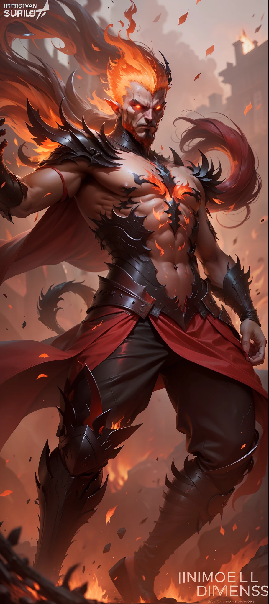 Infernal blaze, fire demon, Flames hair, 8K Quality, realistic, raw photo