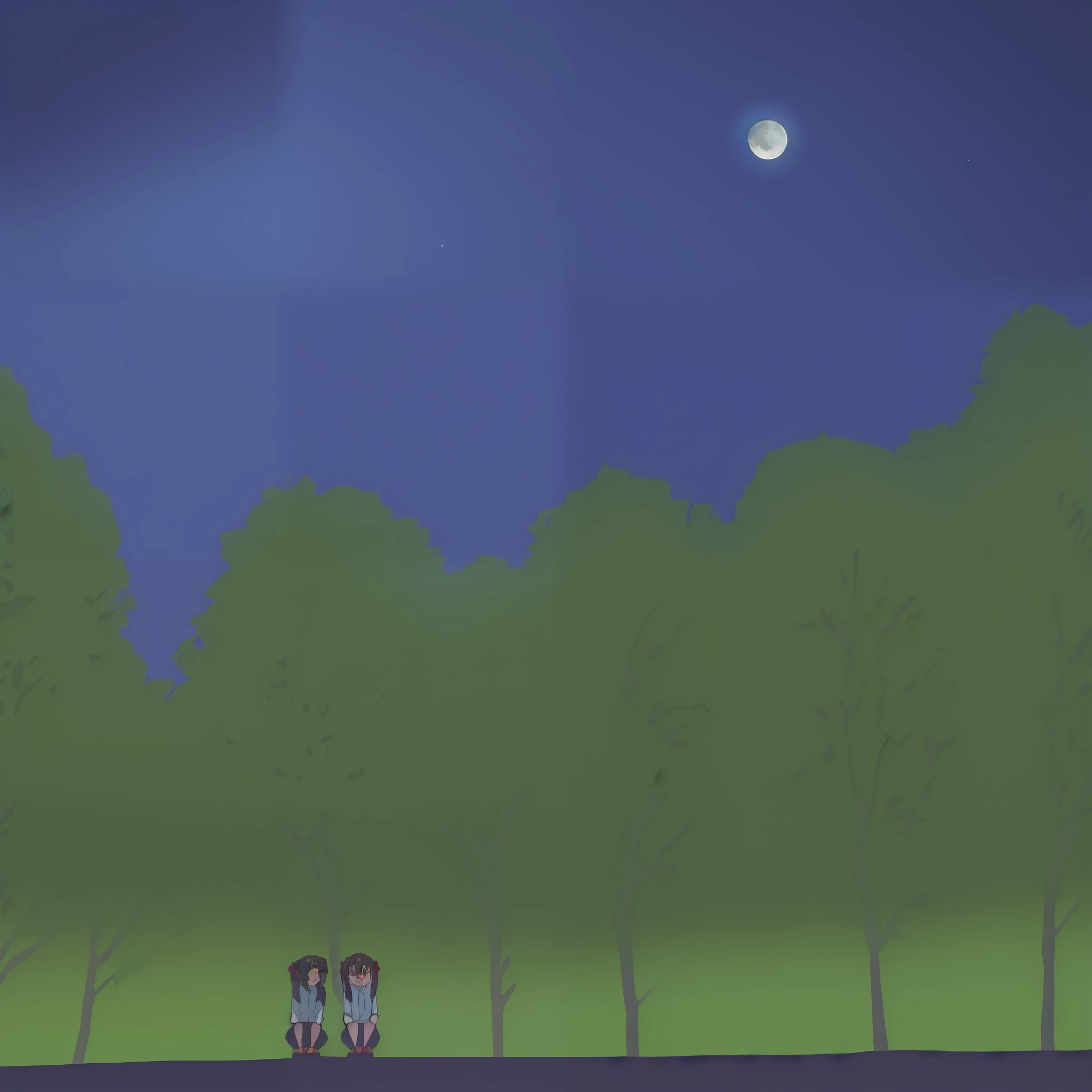 aniscreen, oyamamihari, tree, outside, night, wearing socks, watching moon
