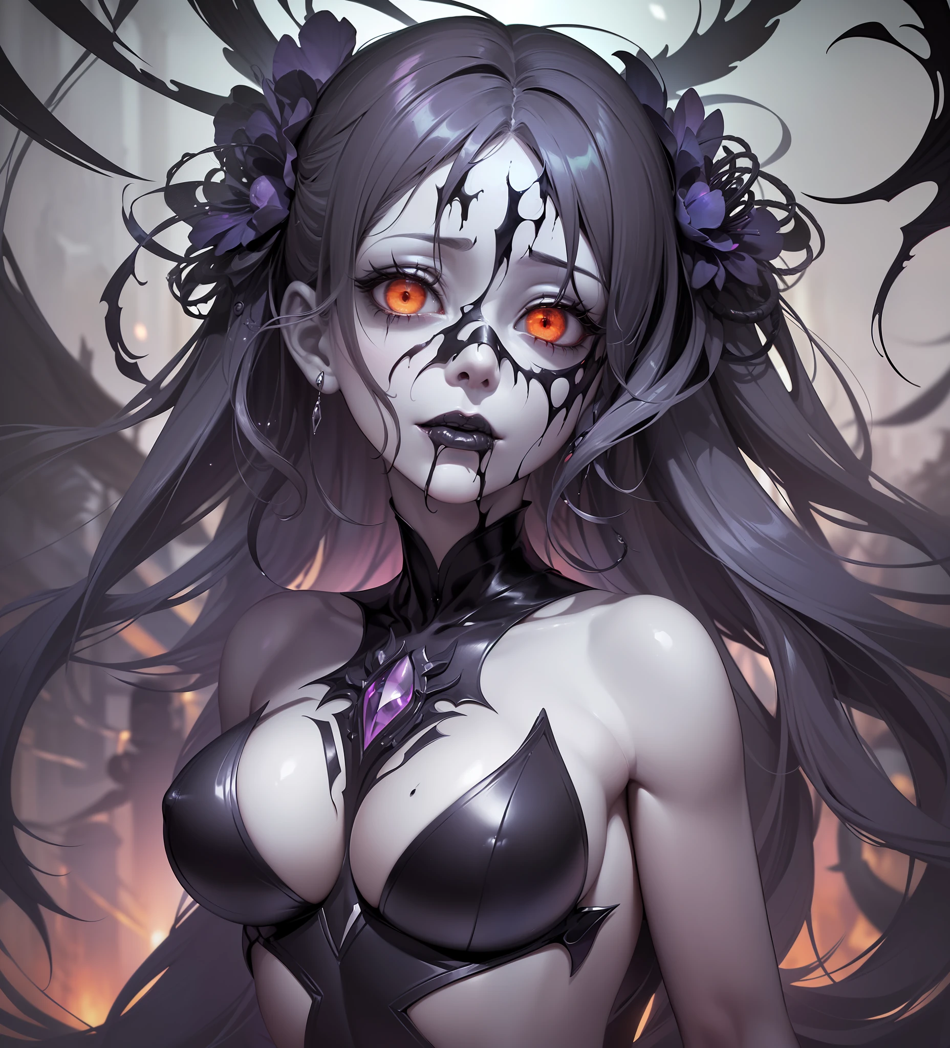 (((Grotesque Fusion))), (((Haunting Integration))), ((Nightmarish Hybridization)), (Eerily Realistic CG Aberration), ((A Distorted Fusion of Entities)), (From the Convergence of Horrors), Sinister Light Casting Distorted Shadows, ((1 Female Entity with Unearthly Blends)), Solo, Half Body, ((Flesh and Plantlife Intertwined in Unsettling Harmony:1.2)), ((Eyes Gleaming with Sinister Embrace:1.2)), ((Spectral Appendages Emerging in Ghastly Unison:1.2)), (Twisted and Distorted Posture), ((Whispers of Unholy Origins Echoing in Tainted Chorus:1.2)), ((Glowing Eyes Gleaming with Malevolent Brilliance:1.2)), ((Merged Forms Entwined in Distorted Symphony:1.2)), Character Focus, Macabre Hybrid Realm, Haunting Background, Distorted and Eerie Colors, ((Face Veiled in Unnatural Amalgamation:1.2)), ((Form Blended into an Unsettling Concoction:1.2)), ((Visage Ensnared in a Fusion of Disquieting Entities:1.2))