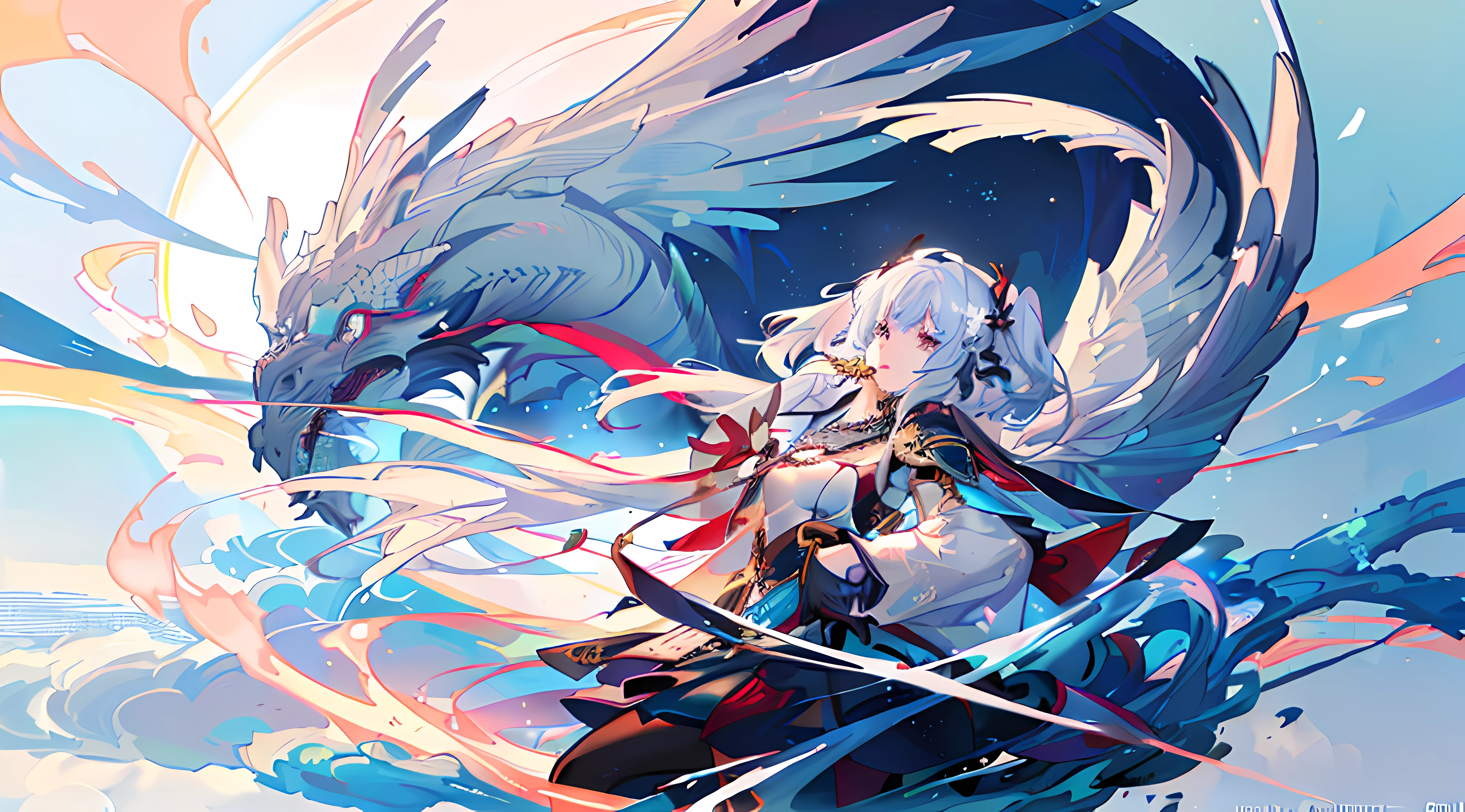 Anime girl with dragon wings flying over her head, Anime art wallpaper 8 K, Anime art wallpaper 4k, Anime art wallpaper 4 K, Anime fantasy illustration, Anime fantasy artwork, Best anime 4k konachan wallpaper, Anime wallpaper 4 k, Anime wallpaper 4K, Detailed digital anime art, Keqing from Genshin Impact, 4k manga wallpapers