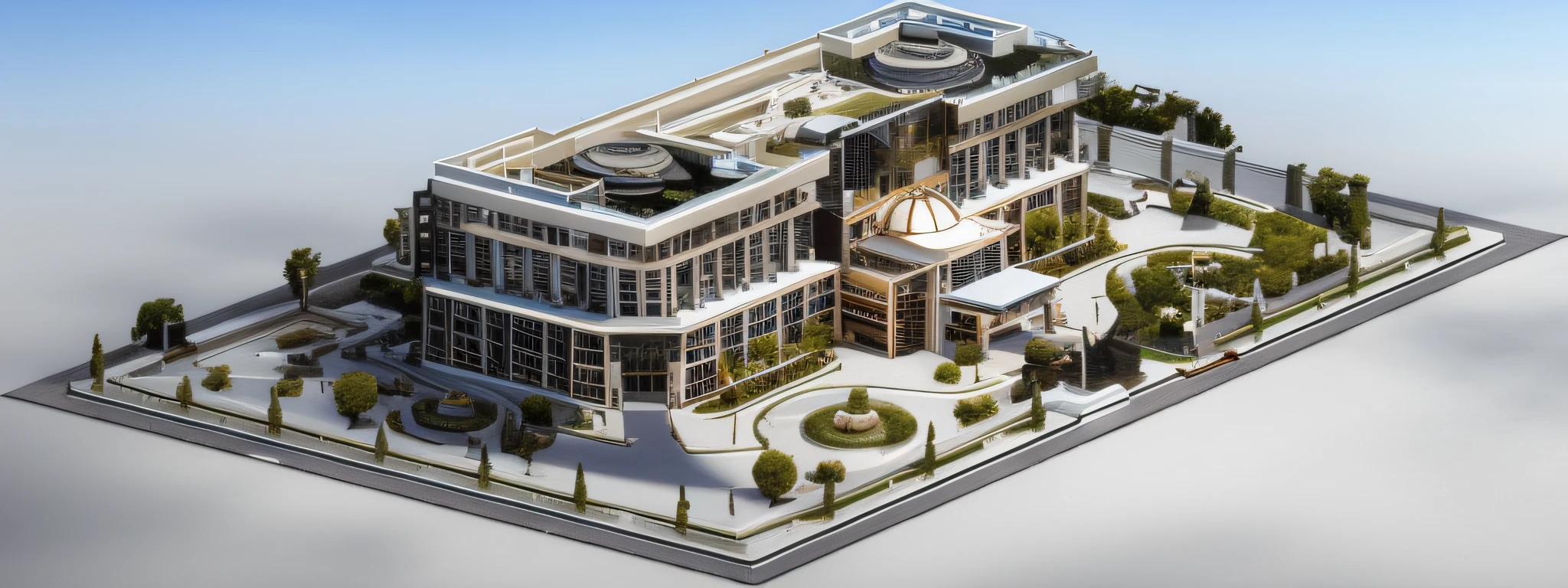 Close-up of buildings with fountains and fountains, isometric 3d render, 3 d isometric, 3d isometric, inns, iso-distance view!!!!, hq very detailed, isometric 3 d, Isometric 3D, high quality rendering, isometric perspective view, realistic 3 d style, artstation hq”, Resort,modernn architecture，hdr，Realistic tones，