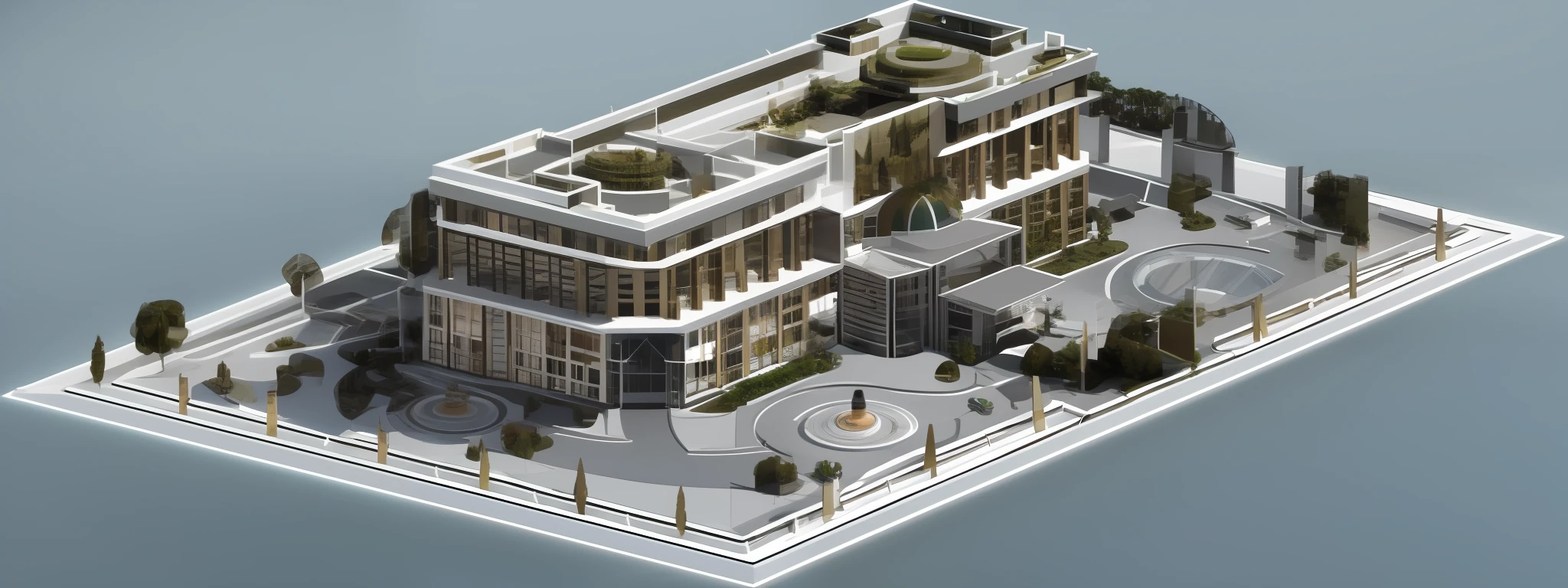Close-up of buildings with fountains and fountains, isometric 3d render, 3 d isometric, 3d isometric, inns, iso-distance view!!!!, hq very detailed, isometric 3 d, Isometric 3D, high quality rendering, isometric perspective view, realistic 3 d style, artstation hq”, Resort,modernn architecture,hdr,Realistic tones,