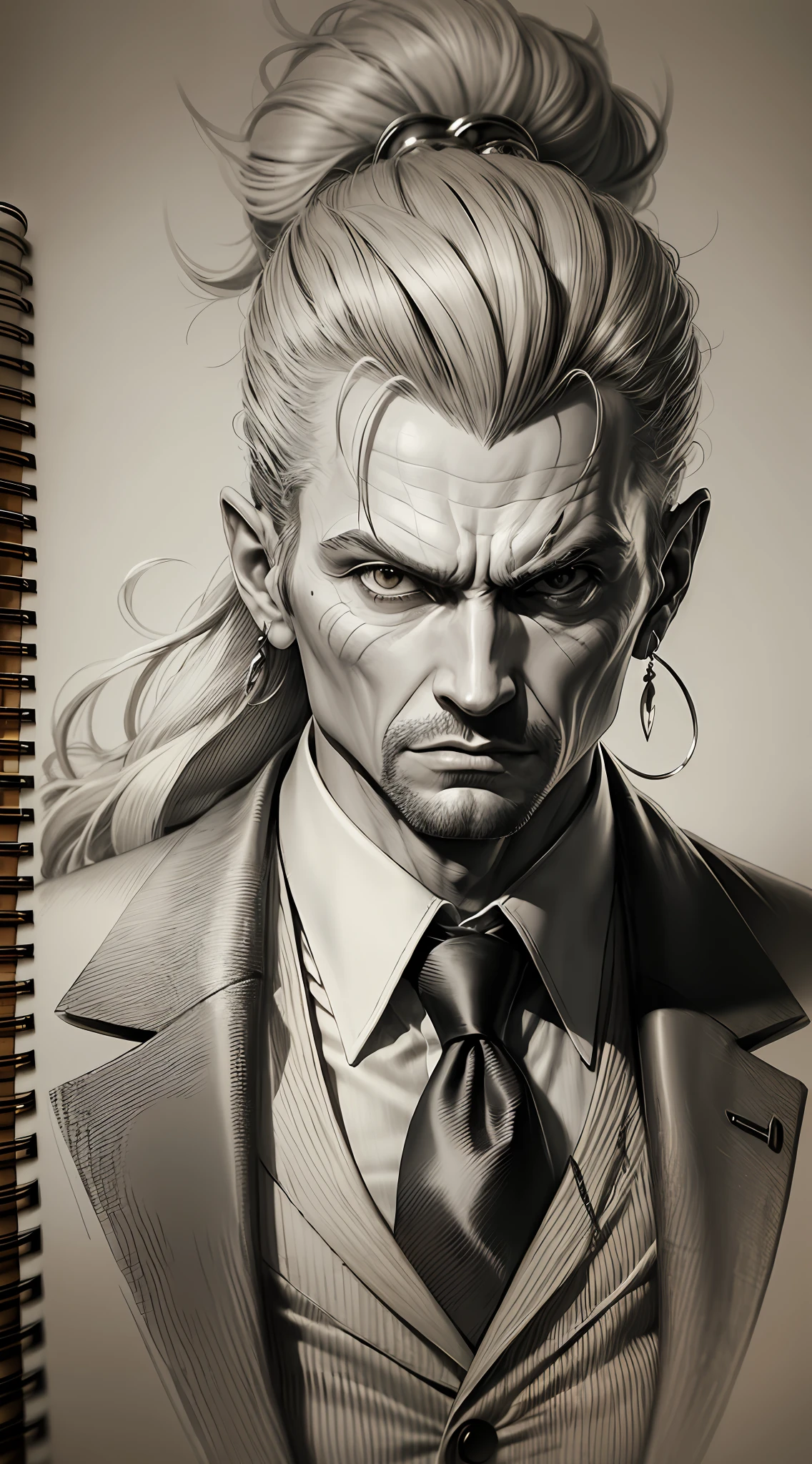 hand-drawn, Pencil ink, Kefka, Mafia gangster