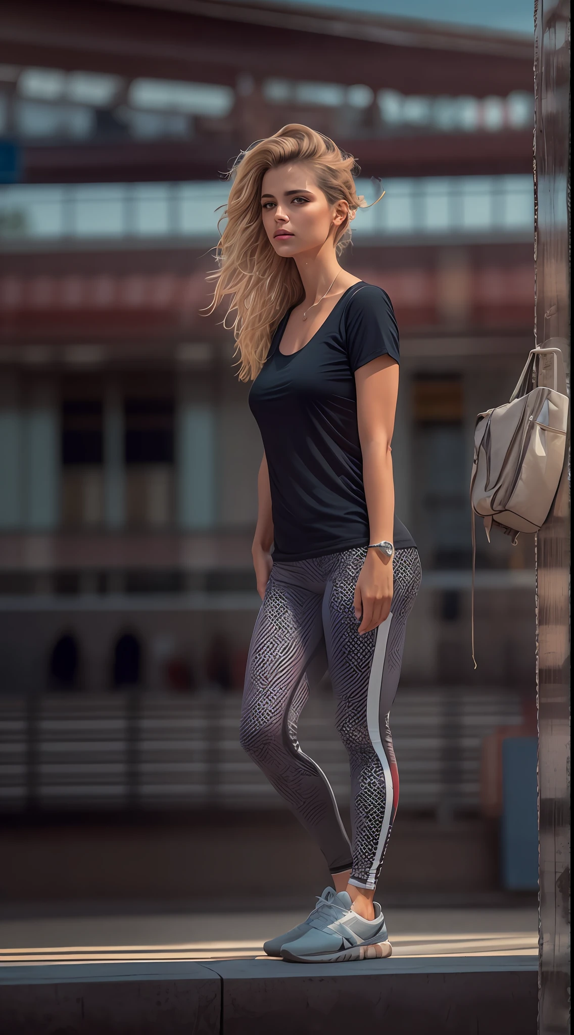 Beautiful Swedish university student, loira, ((magra)), corpo inteiro, in t-shirt and legging pants, do lado de fora na rua, ((magro, pequeno)), fotorrealista, foto, obra-prima, realista, realismo, fotorrealismo, alto contraste, Photorealistic digital art trend on Artstation 8k HD high definition realistic detail, detalhada, textura da pele, hiperdetalhada, textura realista da pele, olhos perfeitos, olhos detalhados, armadura, melhor qualidade, ultra high-resolution, (fotorrealista: 1.4), alta resolução, detalhada, foto crua, sharp re, by Lee Jeffries Nikon D850 Film Stock Photography 4 Camera Kodak Portra 400 Lens F1.6 colors rich hyper realistic texture dramatic lighting unrealengine trend in artstation cinestill 800, RAW.