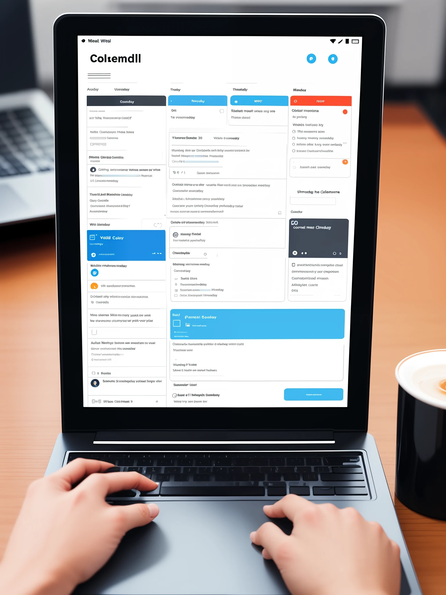 Generate an image of a virtual assistant efficiently organizing and scheduling content for a well-structured social media content calendar