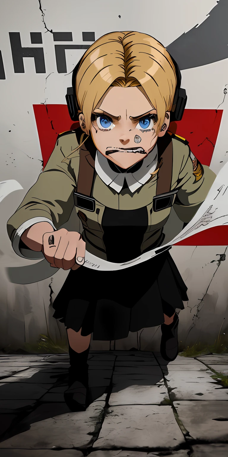 (obra-prima, melhor qualidade, ultra-detalhado CG unidade 8k papel de parede), elegence, (((((Cyka Blyat))))), Rudeus, 1Cyberpunk girl with Soviet uniform , Hard bass menina russa rudeus , ((in action)), grafico detalhista, trabalho grafico perfeito