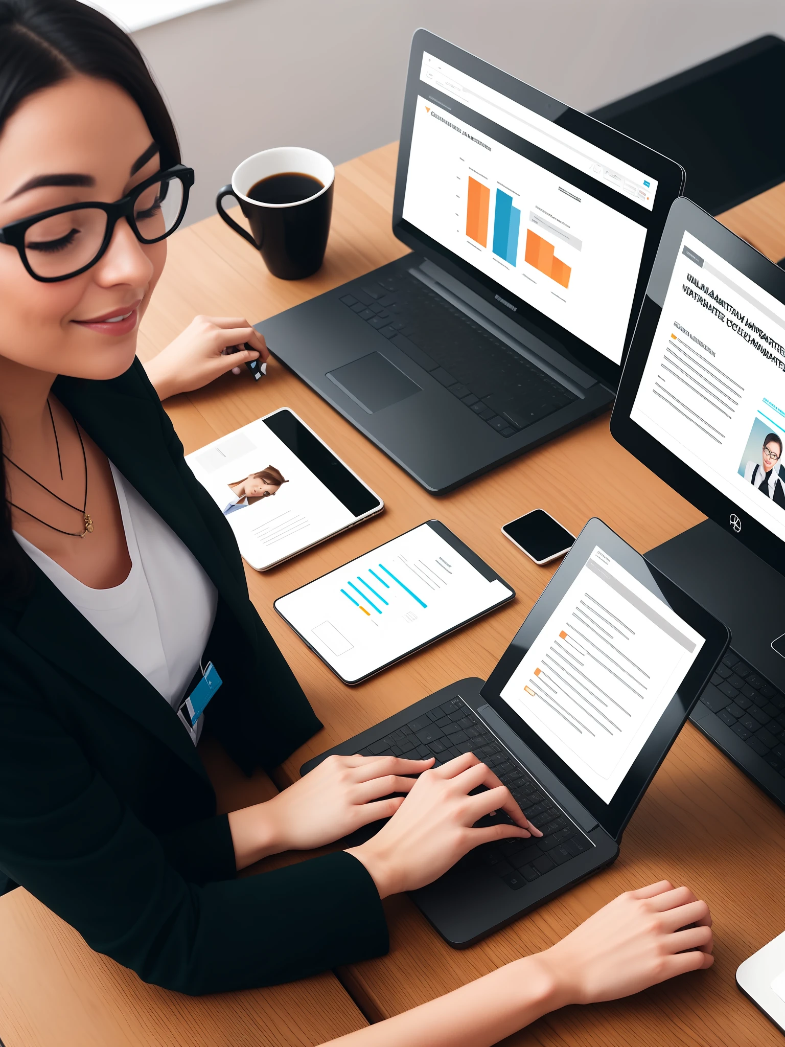 Create an image representing a virtual assistant working alongside a digital marketer, showcasing the importance of content marketing